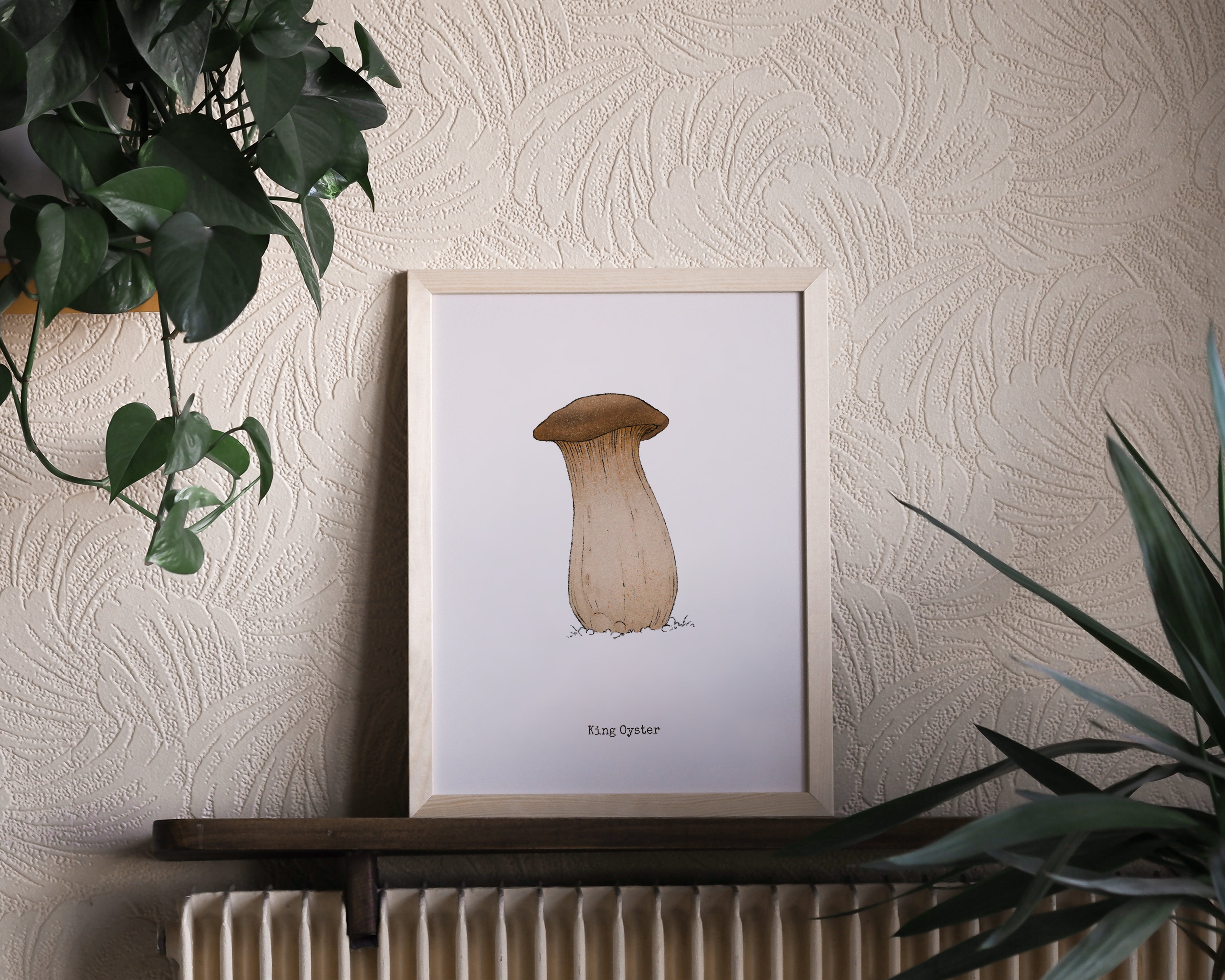 "King Oyster" by Catherine Hébert - King Oyster Mushroom - Botanical Art Print – Floral, Nature Wall Art – Living Room, Kitchen Decor