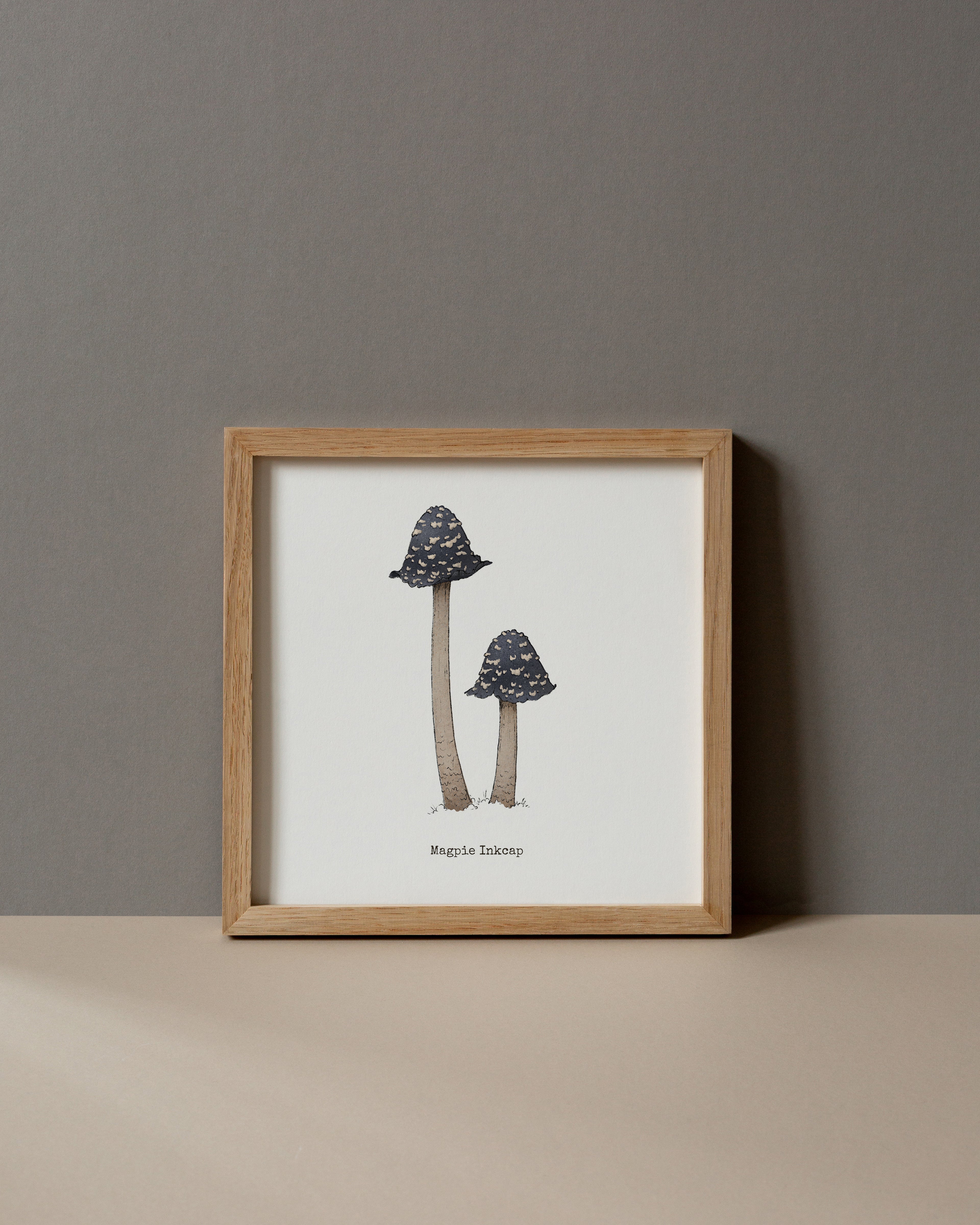 "Magpie Inkcap" by Catherine Hébert - Magpie Inkcap Mushroom - Botanical Art Print – Floral, Nature Wall Art – Living Room, Kitchen Decor