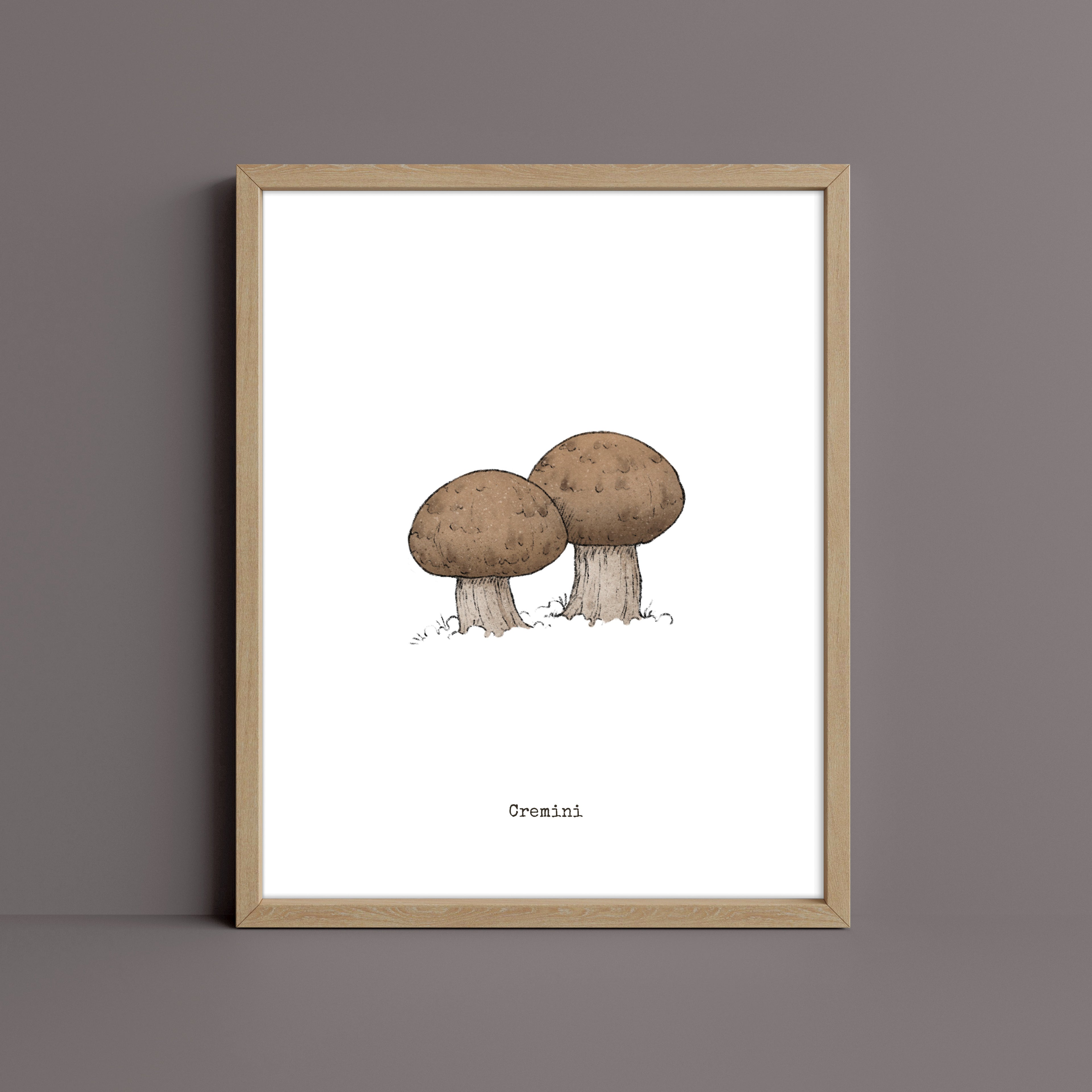 "Cremini" by Catherine Hébert - Cremini Mushroom  - Botanical Art Print – Floral, Nature Wall Art – Living Room, Kitchen Decor