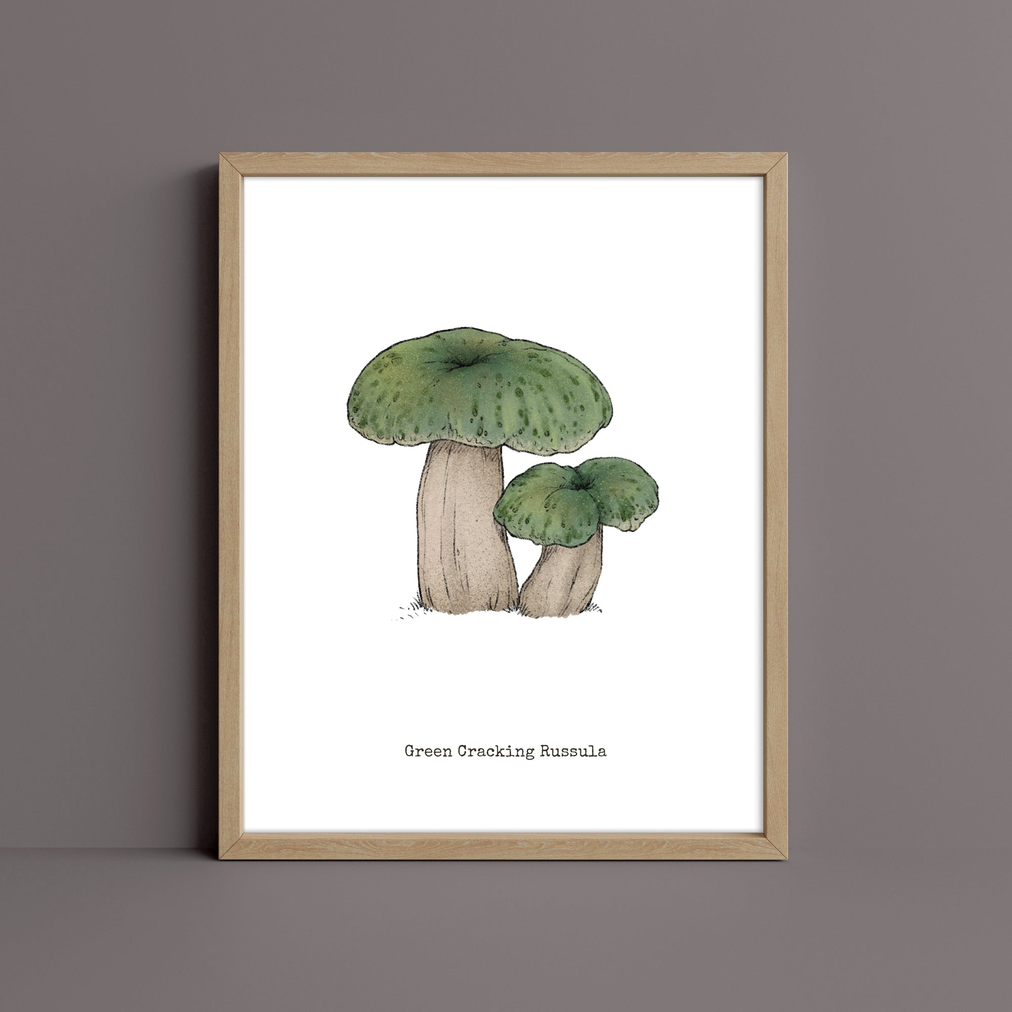 "Green Crackling Russula" by Catherine Hébert - Green Crackling Russula Mushroom  - Botanical Art Print
