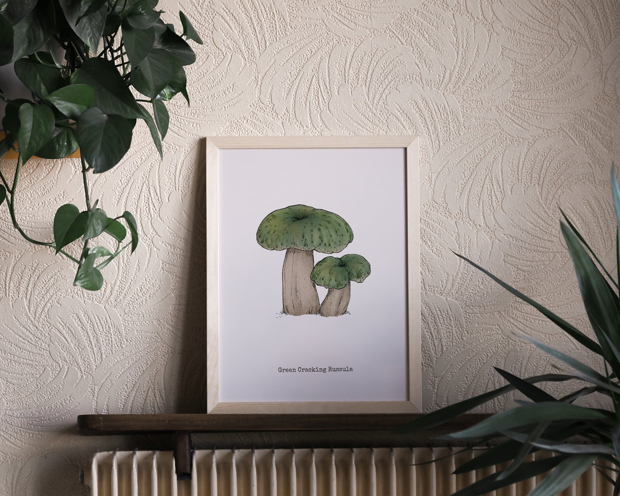 "Green Crackling Russula" by Catherine Hébert - Green Crackling Russula Mushroom  - Botanical Art Print