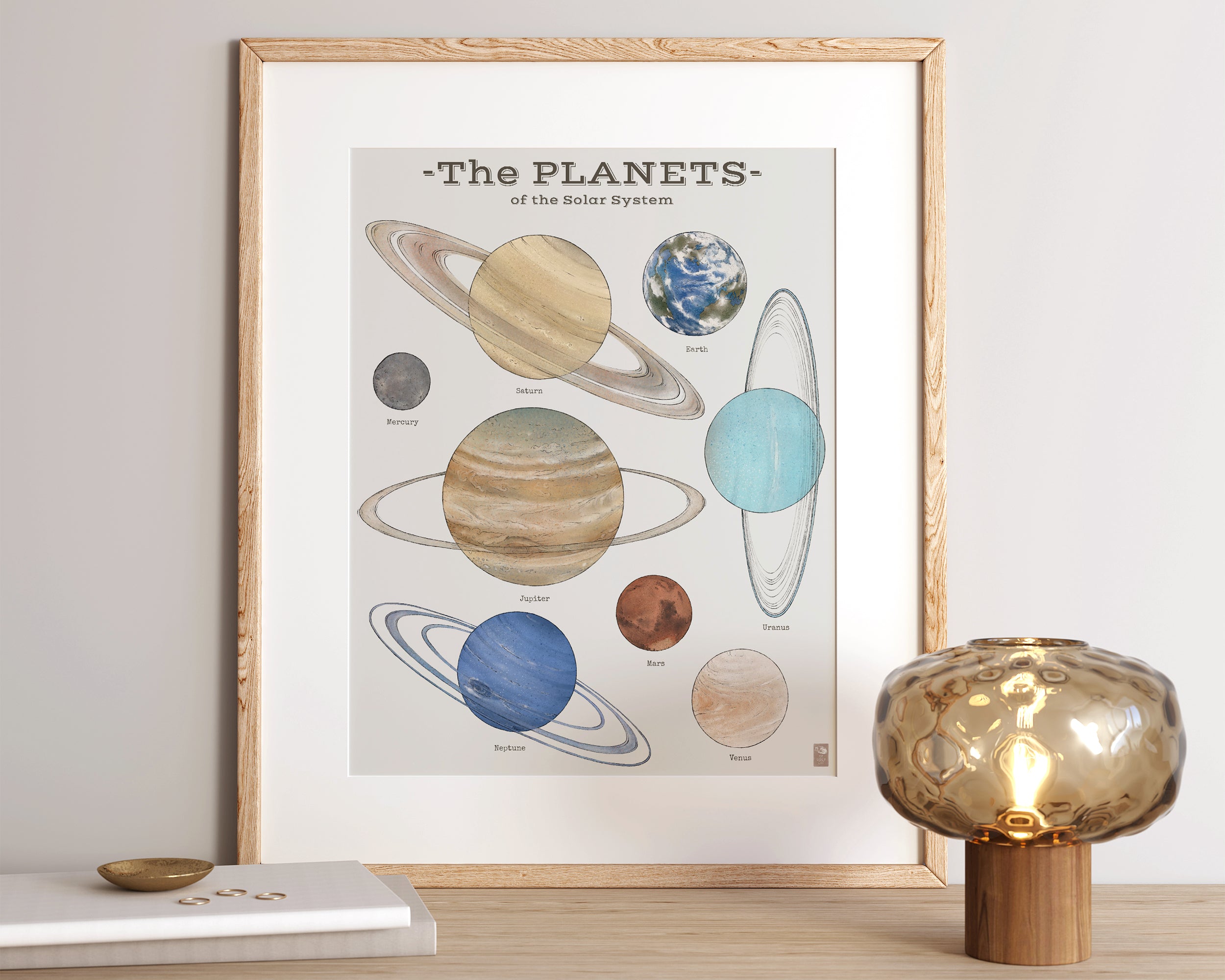 "The Planets" by Catherine Hébert - Solar System Planet Chart Fine Art Print – Living Room, Kids Room Decor – Gift for Boy or Girl