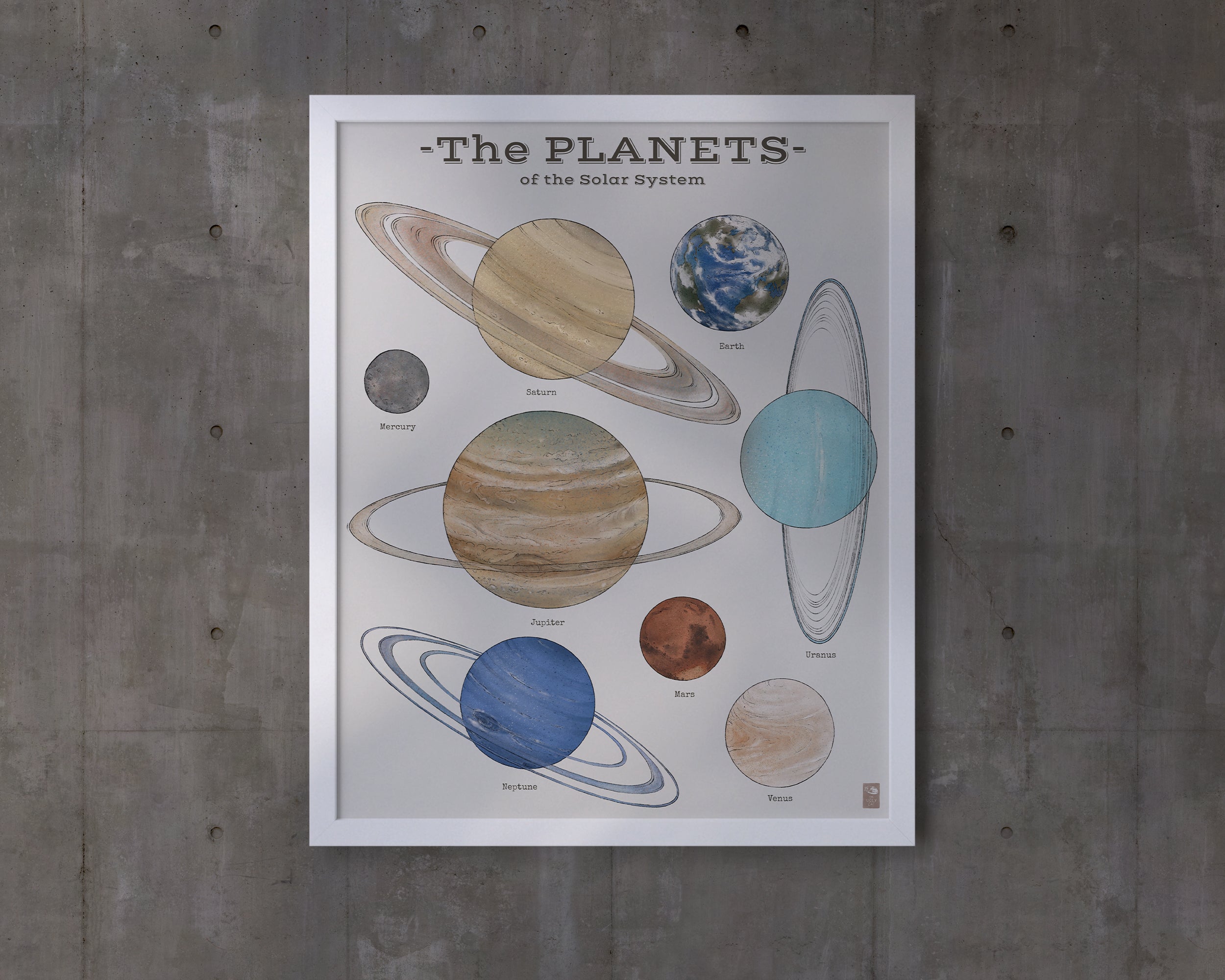 "The Planets" by Catherine Hébert - Solar System Planet Chart Fine Art Print – Living Room, Kids Room Decor – Gift for Boy or Girl