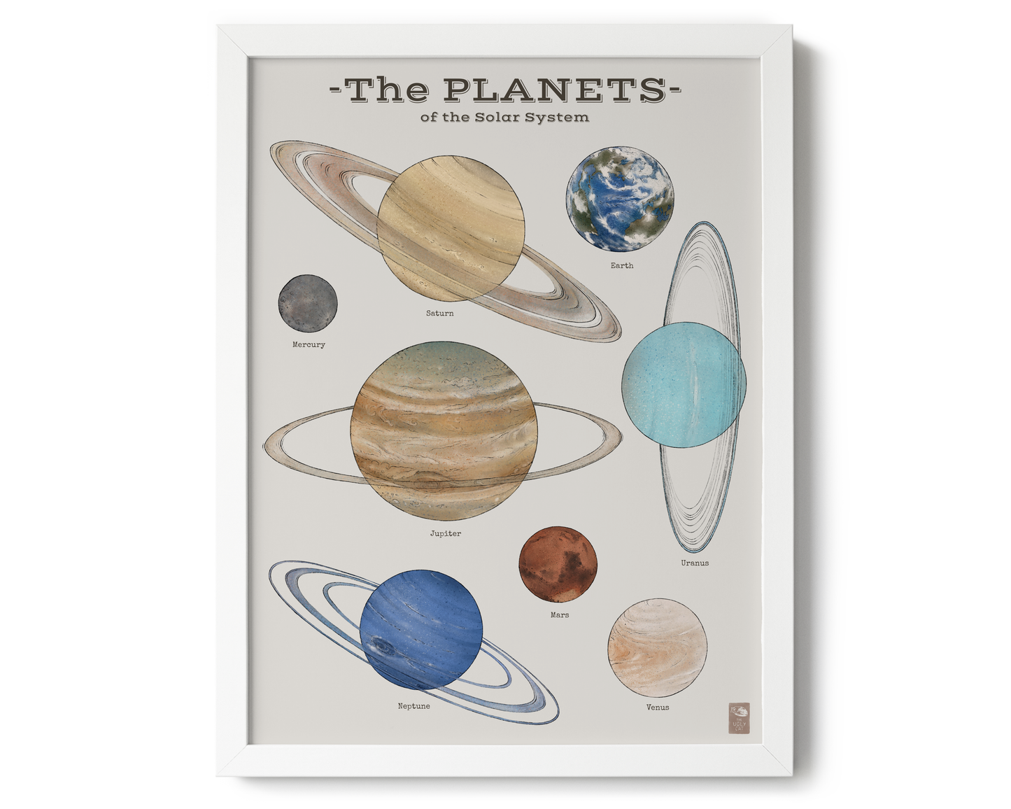 "The Planets" by Catherine Hébert - Solar System Planet Chart Giclee Art Print - 12"x16" size