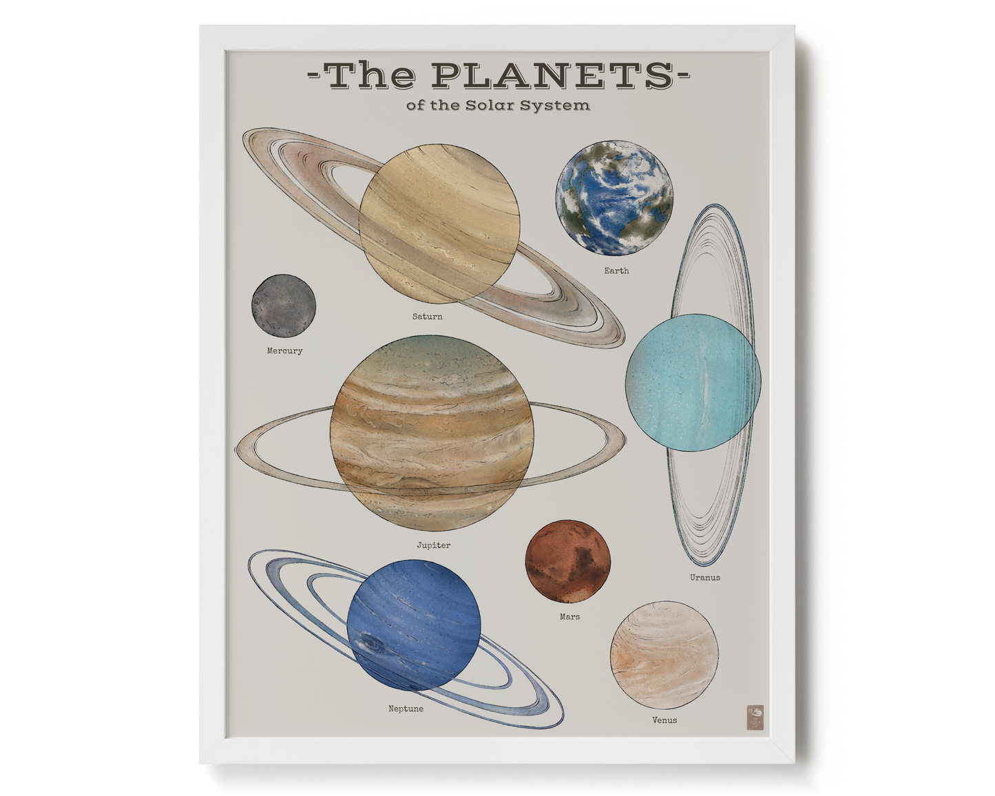 "The Planets" by Catherine Hébert - Solar System Planet Chart Giclee Art Print - 16"x20" size