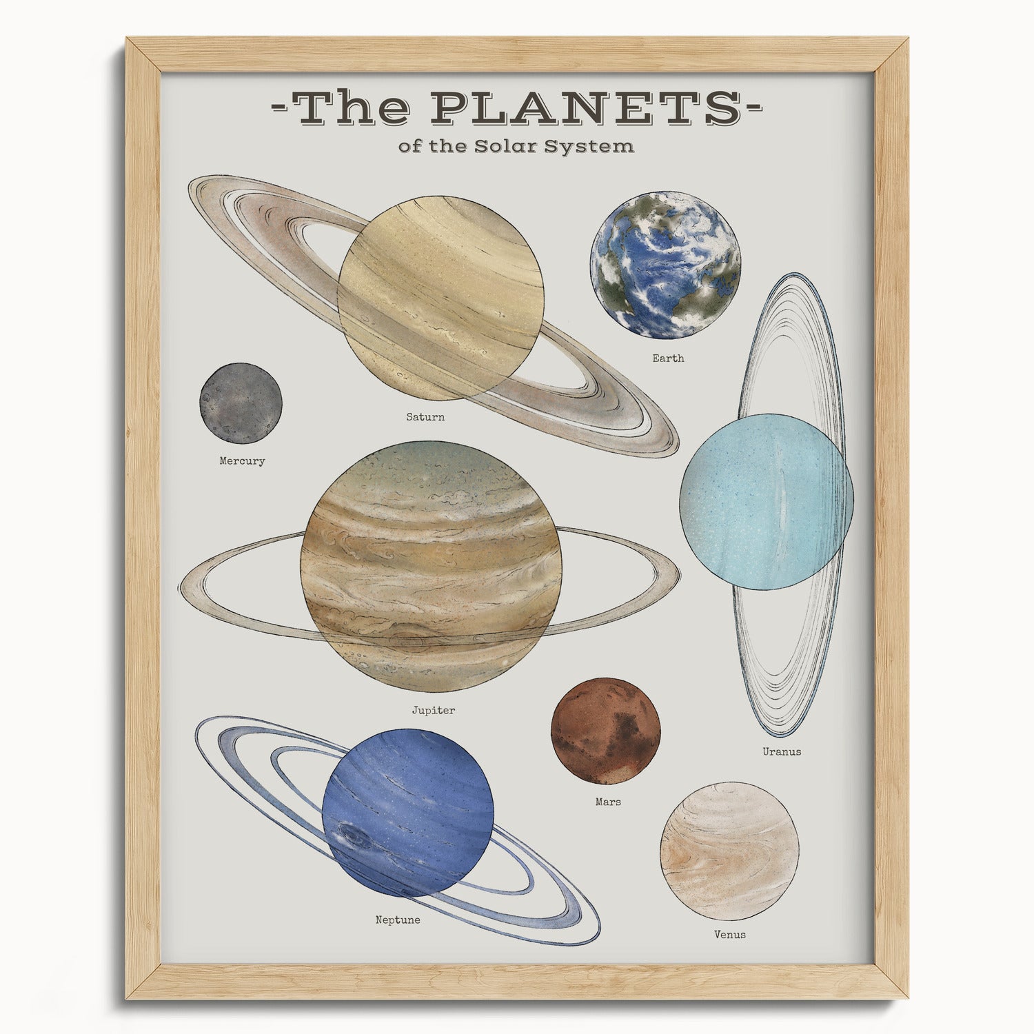 "The Planets" by Catherine Hébert - Solar System Planet Chart Fine Art Print - 16"x20" size