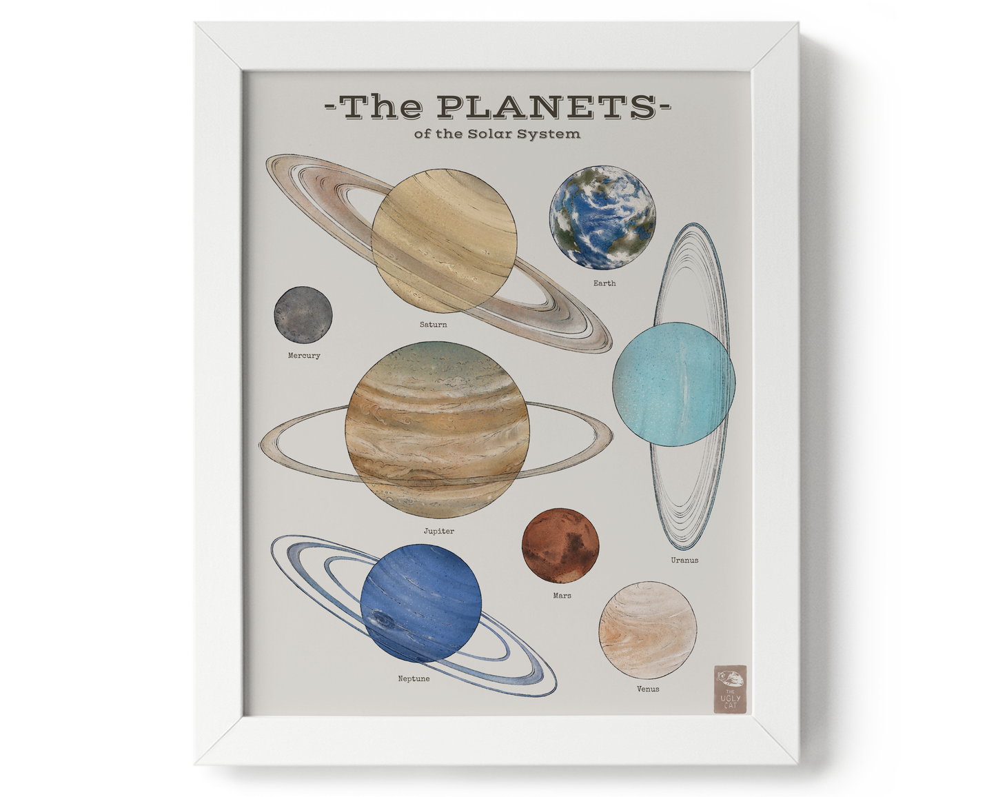 "The Planets" by Catherine Hébert - Solar System Planet Chart Giclee Art Print - 8"x10" size