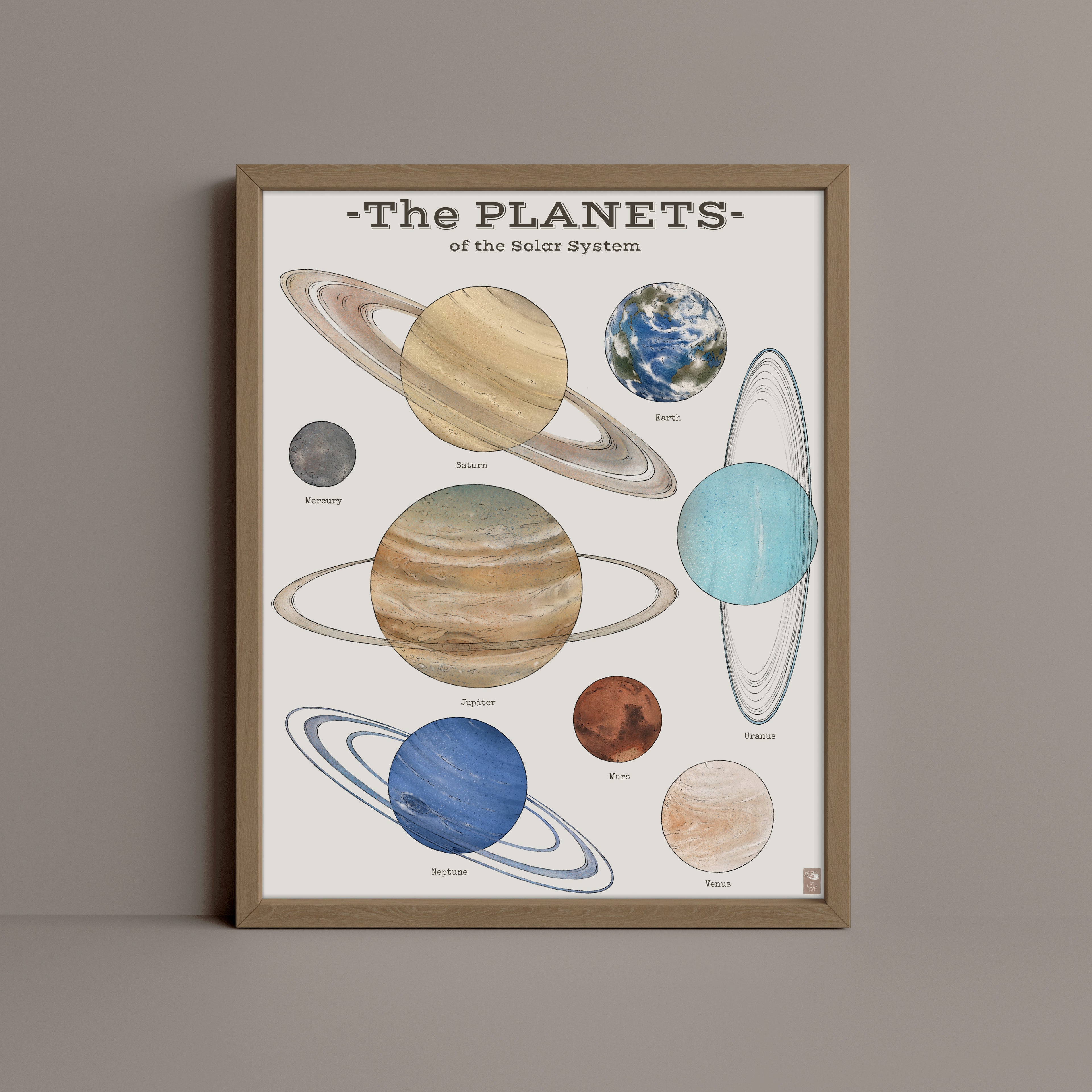 "The Planets" by Catherine Hébert - Solar System Planet Chart Fine Art Print – Living Room, Kids Room Decor – Gift for Boy or Girl