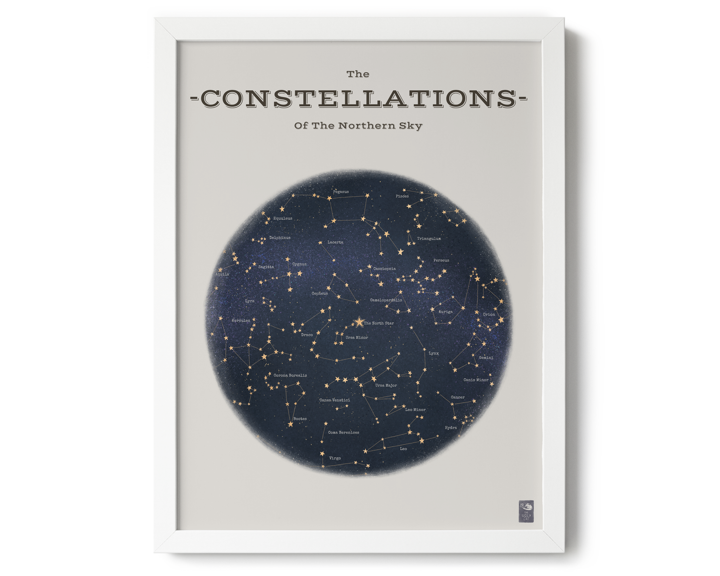 "The Constellations of the  Northern Hemisphere" by Catherine Hébert - Astronomy Star Chart Giclee Art Print - 12"x16" size