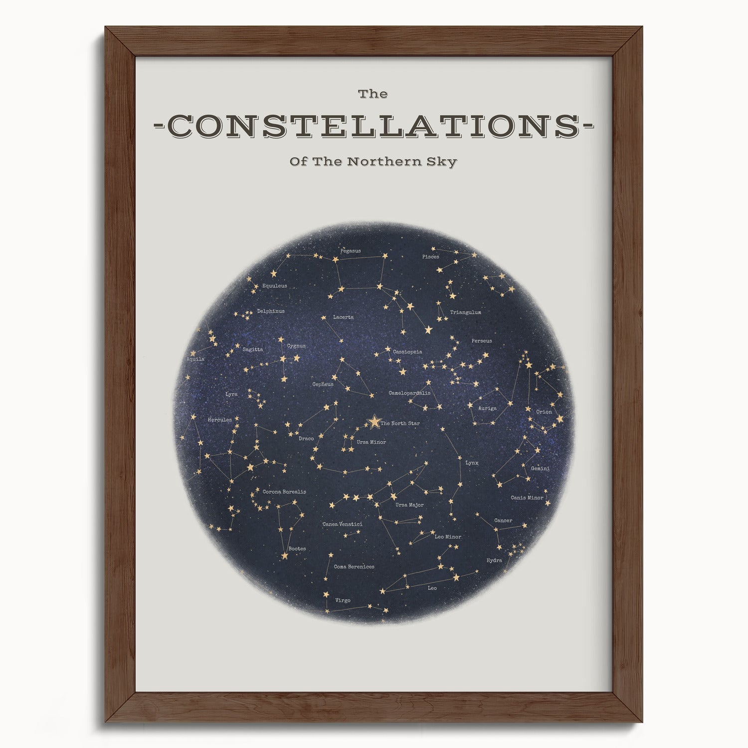 "The Constellations of the Northern Hemisphere" by Catherine Hébert - Astronomy Star Chart Fine Art Print - 12"x16" size