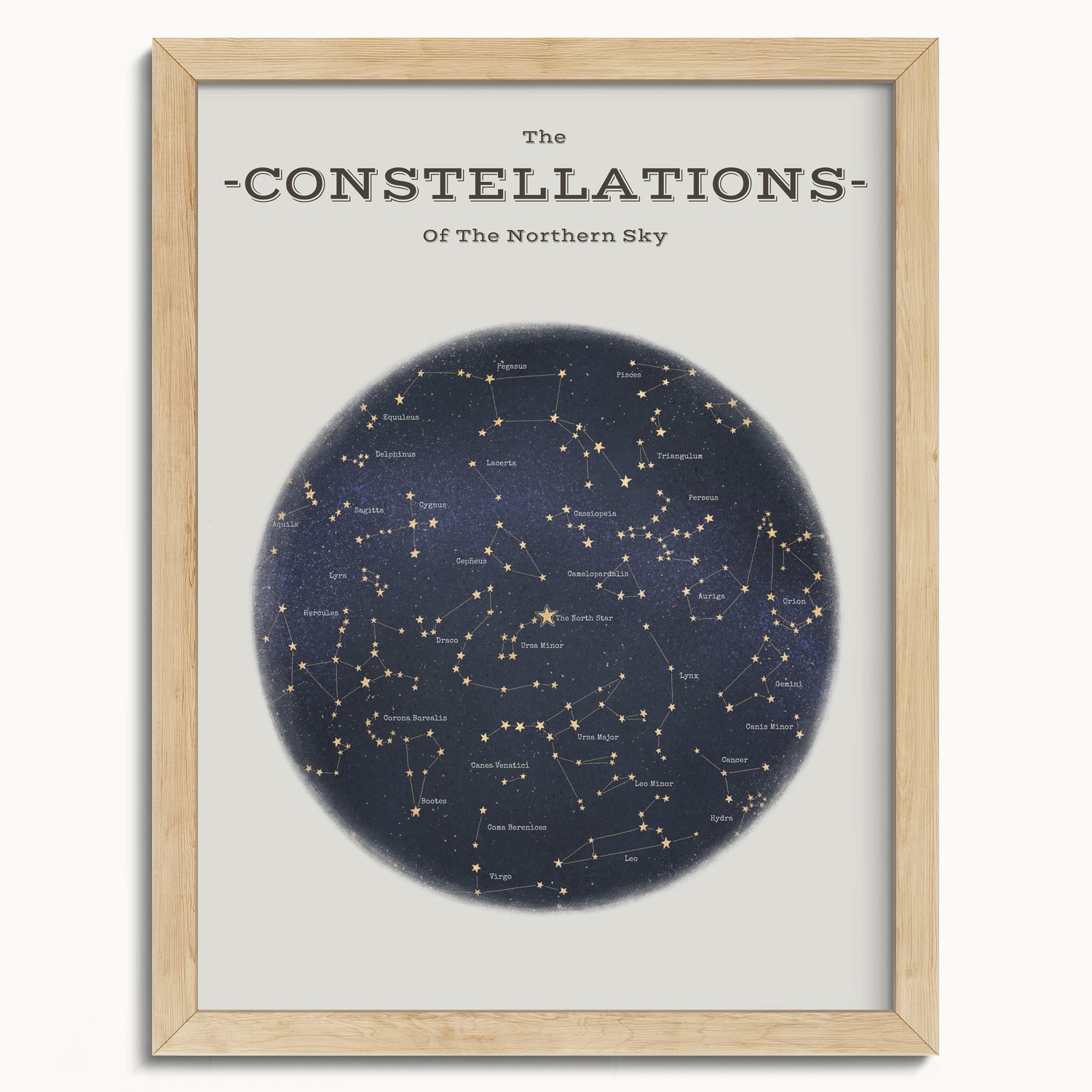 "The Constellations of the Northern Hemisphere" by Catherine Hébert - Astronomy Star Chart Fine Art Print - 12"x16" size