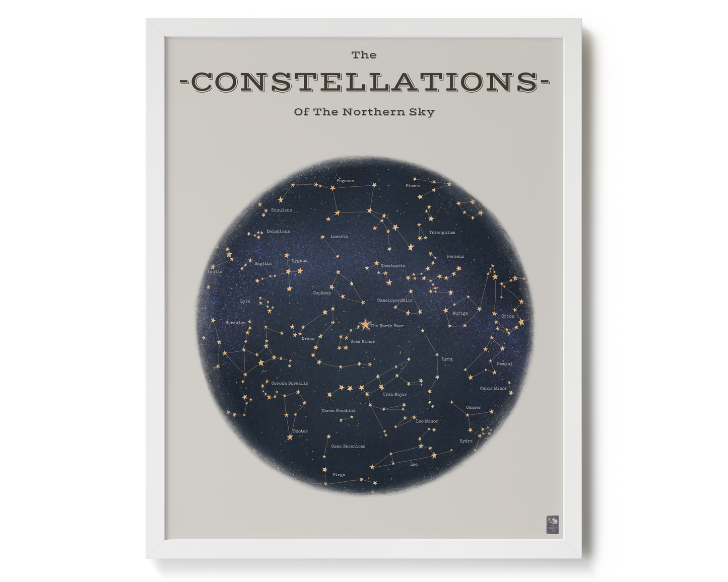 "The Constellations of the Northern Hemisphere" by Catherine Hébert - Astronomy Star Chart Giclee Art Print - 16"x20" size