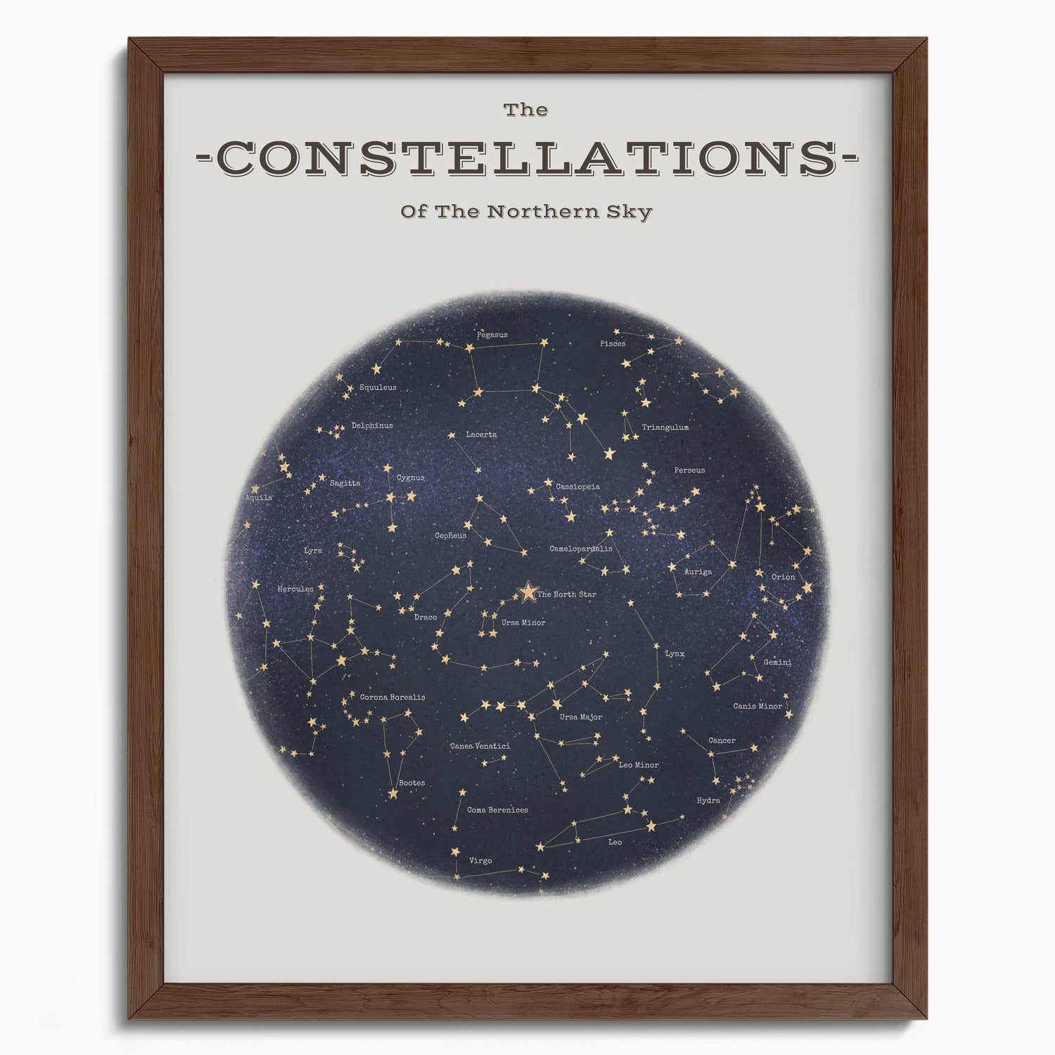 "The Constellations of the Northern Hemisphere" by Catherine Hébert - Astronomy Star Chart Fine Art Print - 16"x20" size