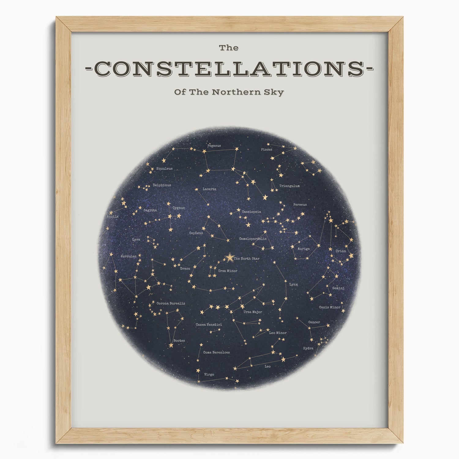 "The Constellations of the Northern Hemisphere" by Catherine Hébert - Astronomy Star Chart Fine Art Print - 16"x20" size