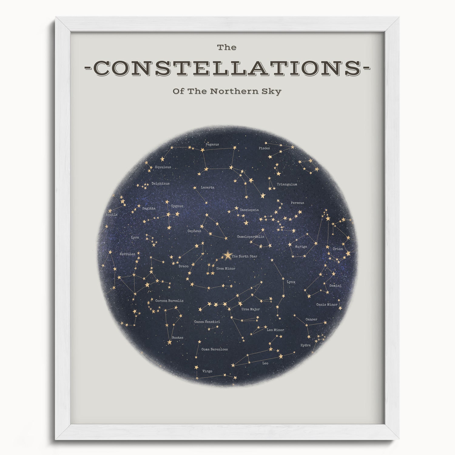 "The Constellations of the Northern Hemisphere" by Catherine Hébert - Astronomy Star Chart Fine Art Print - 16"x20" size