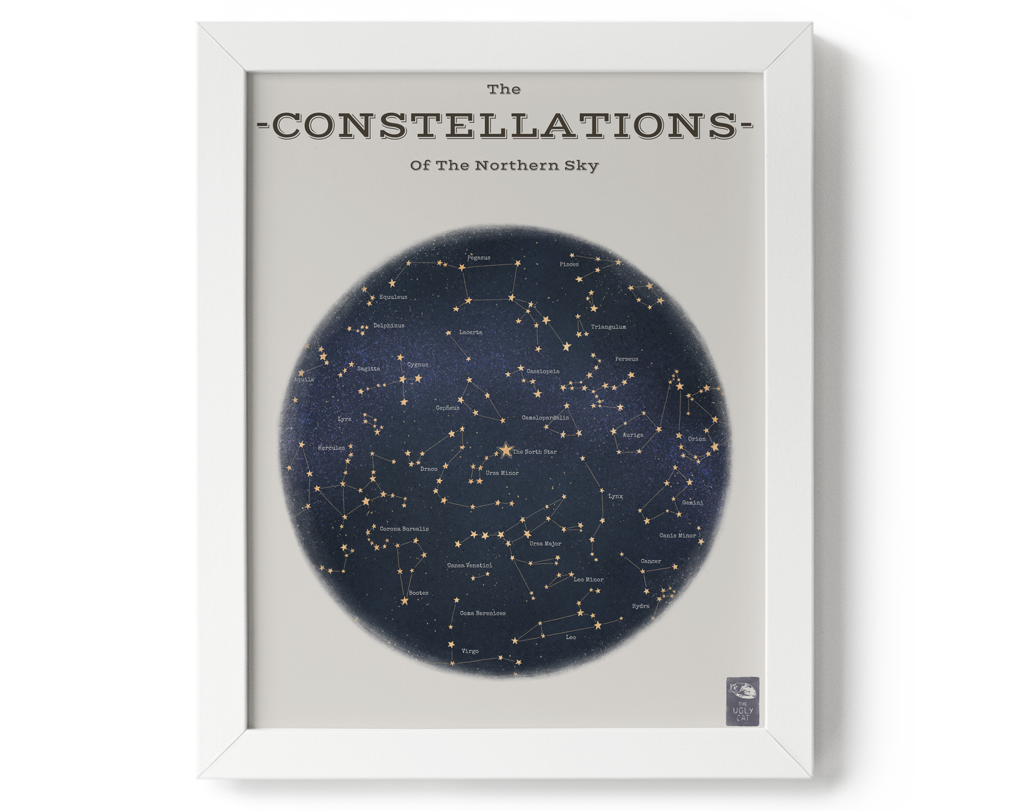 "The Constellations of the  Northern Hemisphere" by Catherine Hébert - Astronomy Star Chart Giclee Art Print - 8"x10" size