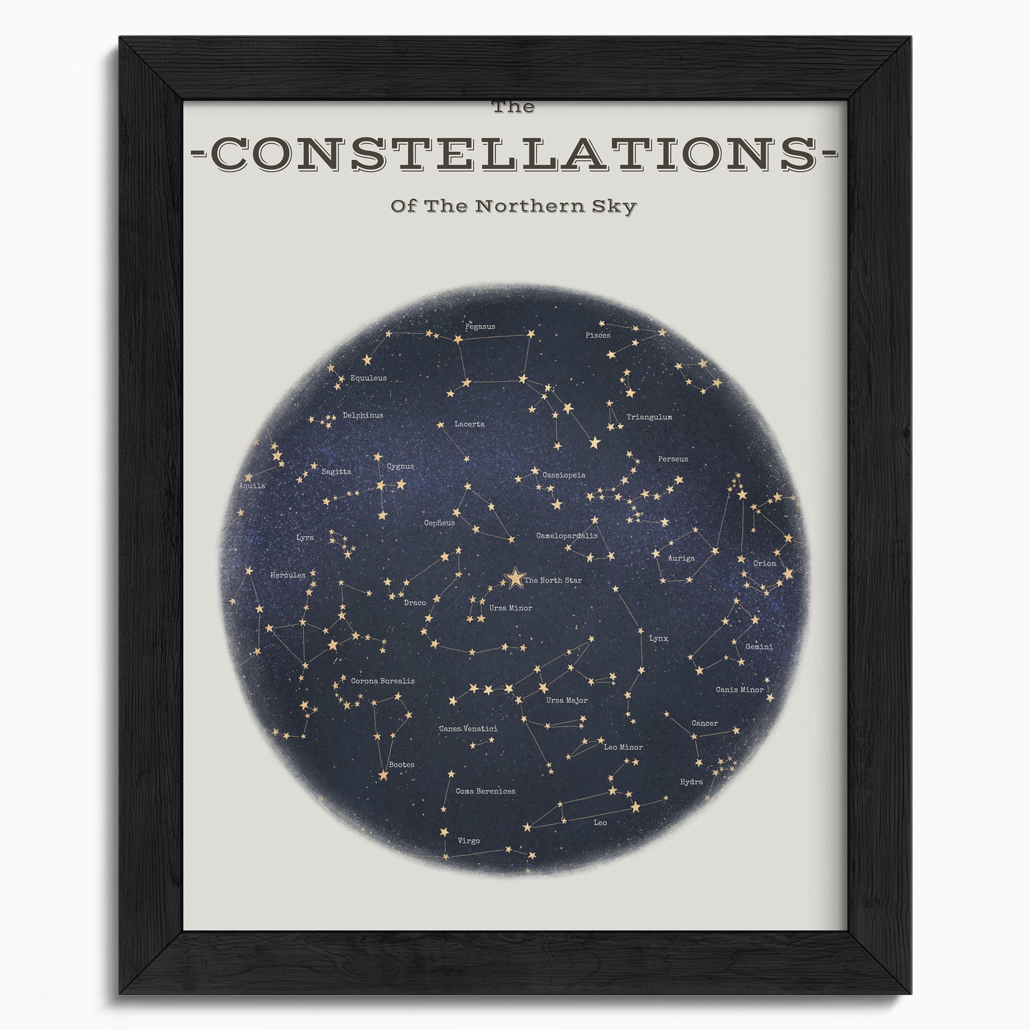 "The Constellations of the Northern Hemisphere" by Catherine Hébert - Astronomy Star Chart Fine Art Print - 8"x10" size