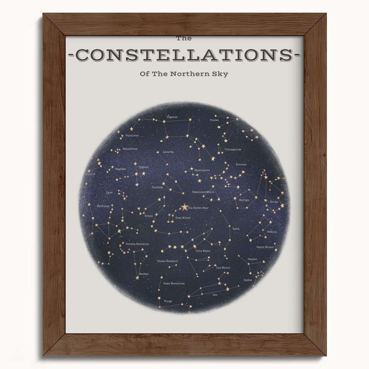 "The Constellations of the Northern Hemisphere" by Catherine Hébert - Astronomy Star Chart Fine Art Print - 8"x10" size