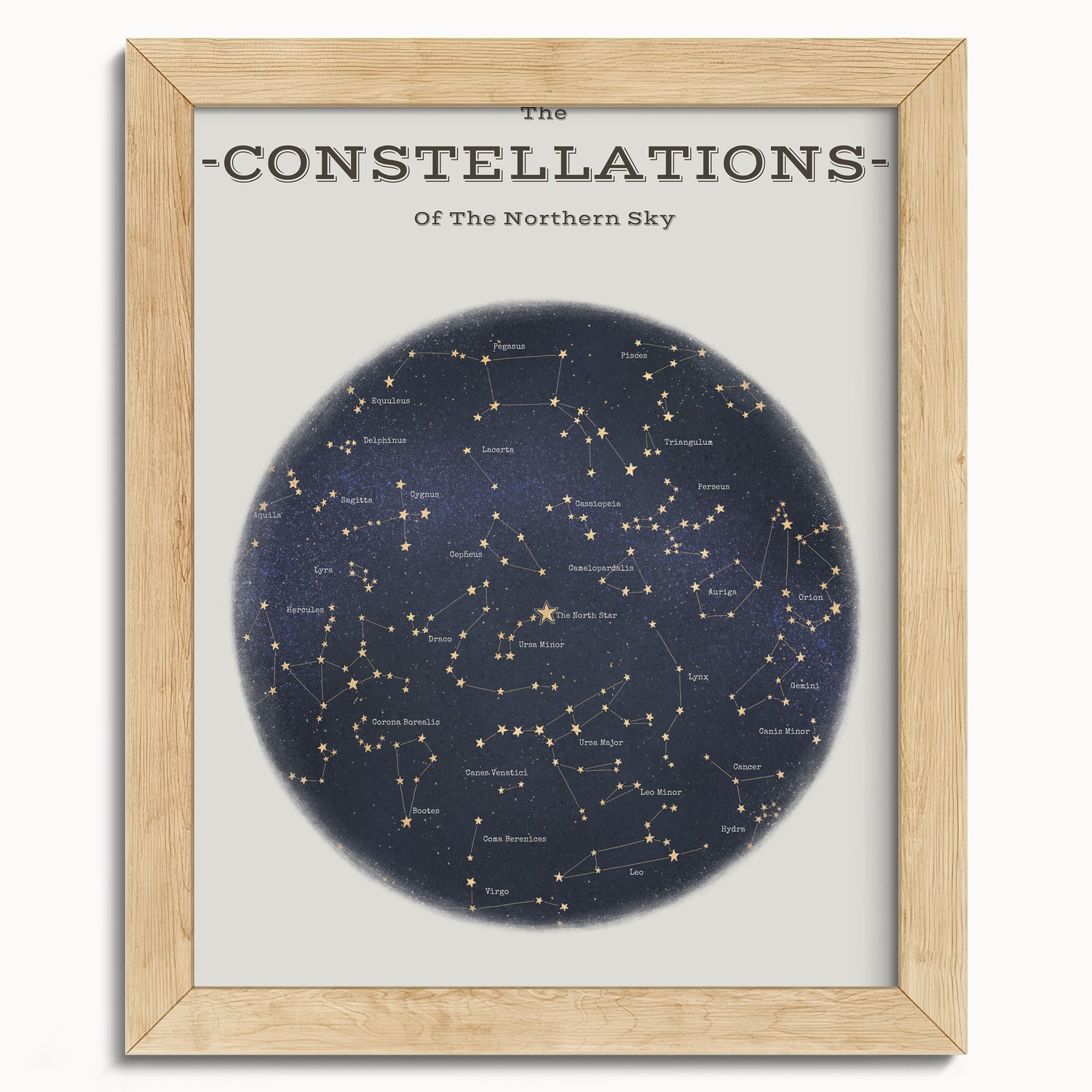 "The Constellations of the Northern Hemisphere" by Catherine Hébert - Astronomy Star Chart Fine Art Print - 8"x10" size
