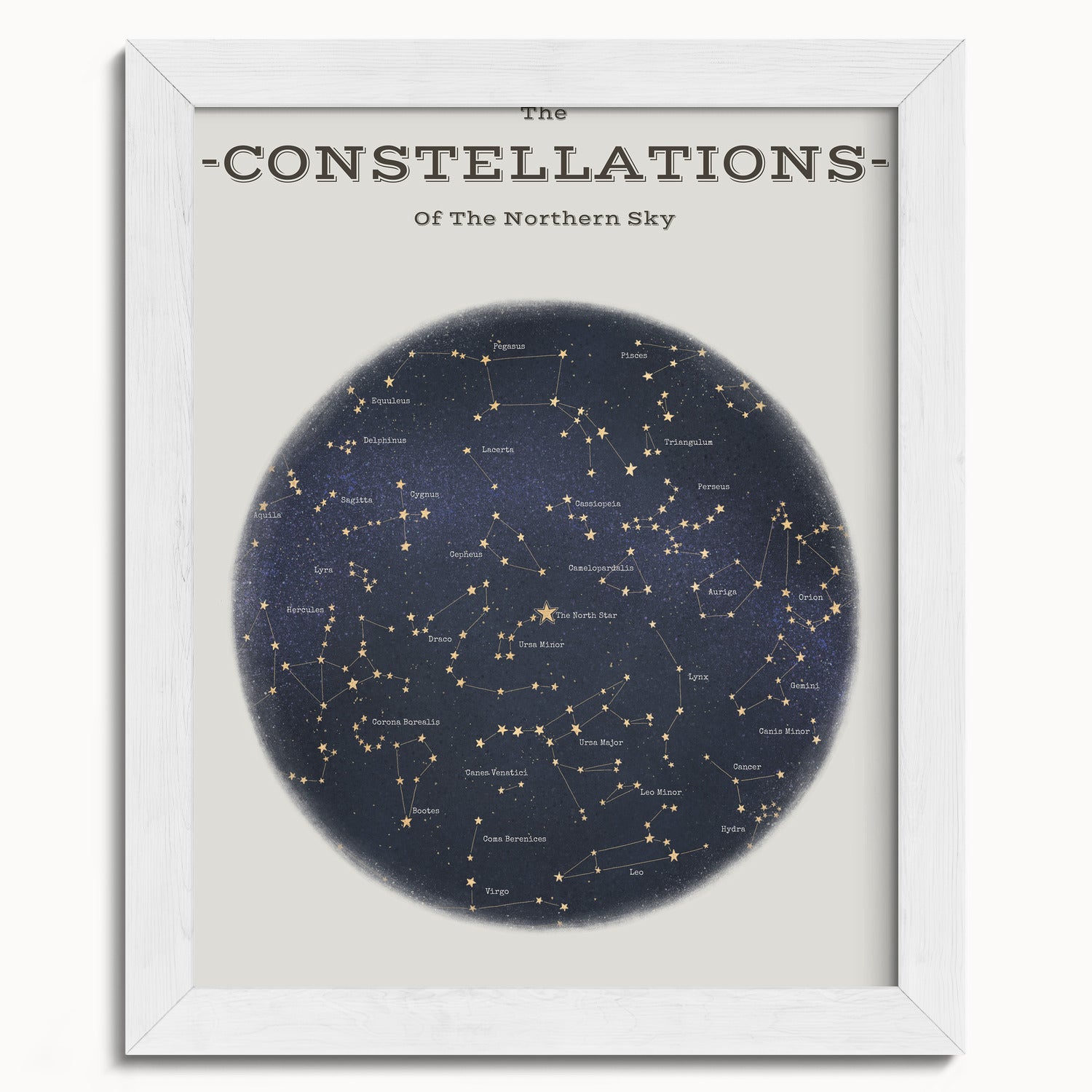 "The Constellations of the Northern Hemisphere" by Catherine Hébert - Astronomy Star Chart Fine Art Print - 8"x10" size