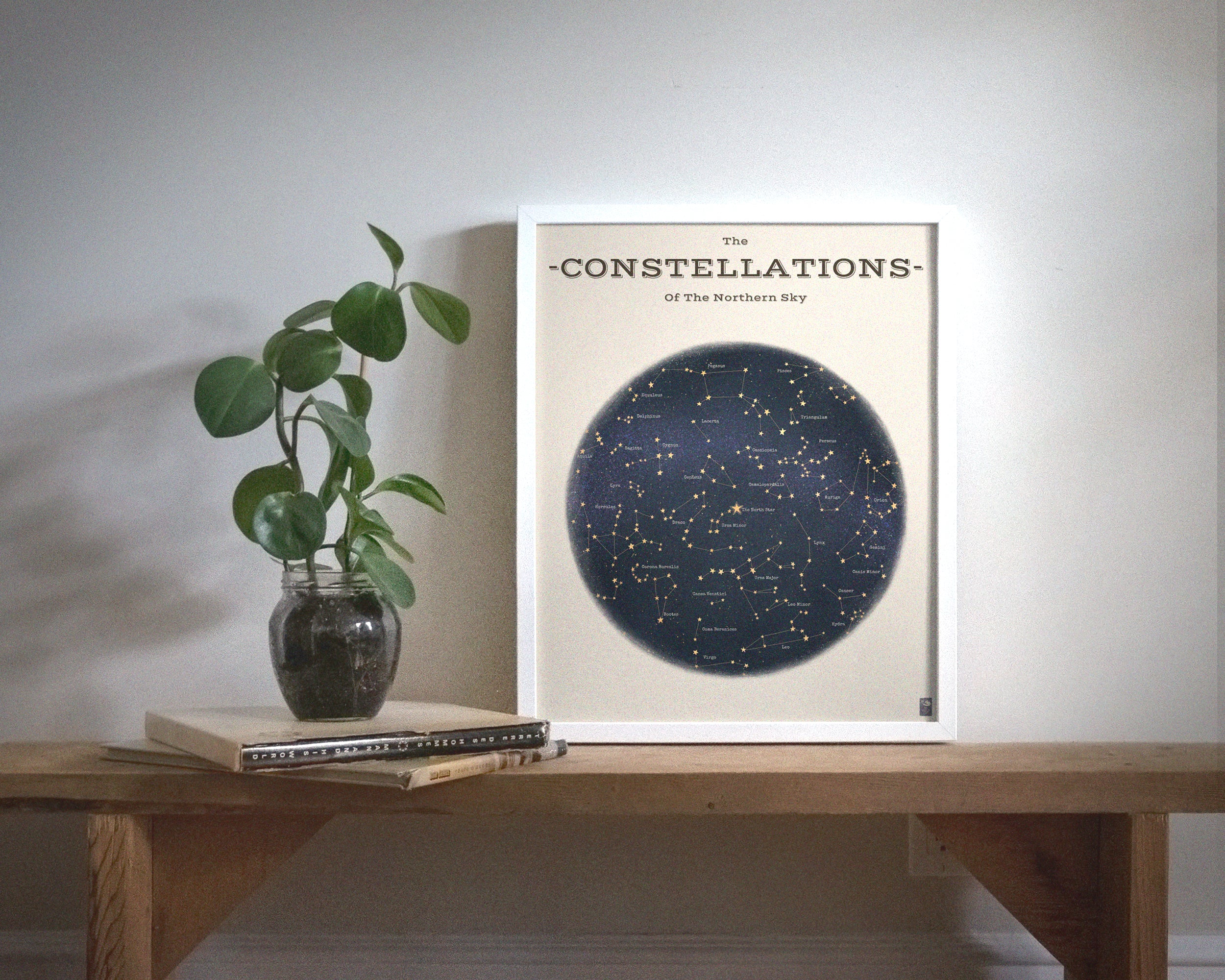 "The Constellations of the Northern Hemisphere" by Catherine Hébert - Astronomy Star Chart Fine Art Print – Kids Room, Living Room Decor – Gift for Boy or Girl