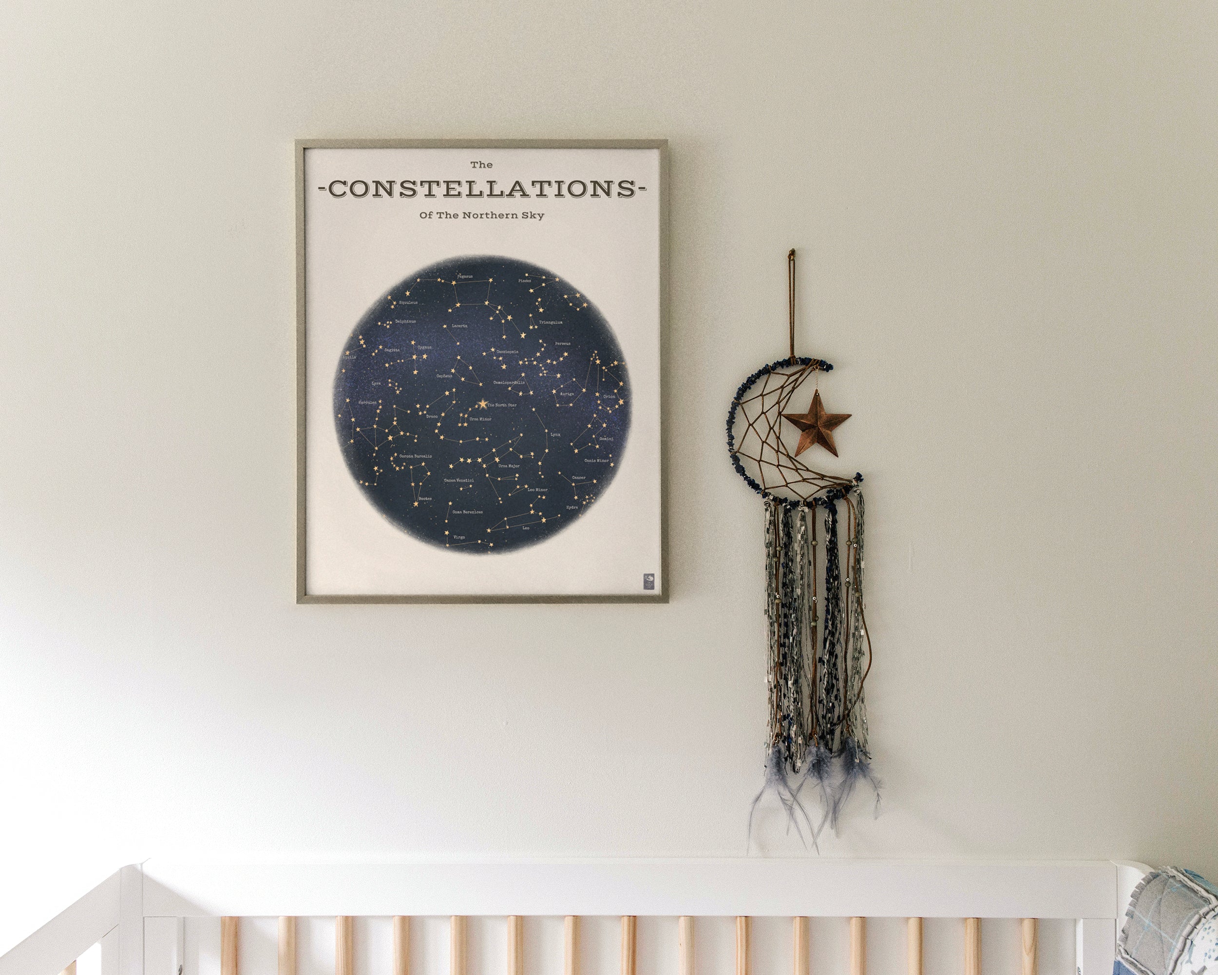 "The Constellations of the Northern Hemisphere" by Catherine Hébert - Astronomy Star Chart Fine Art Print – Kids Room, Living Room Decor – Gift for Boy or Girl