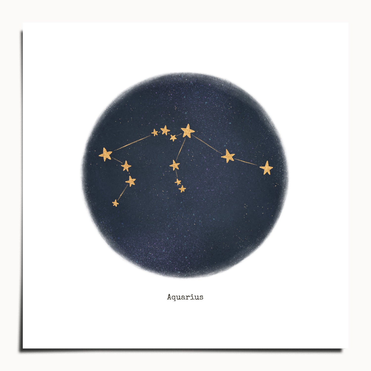 "Aquarius ♒" by Catherine Hébert - Aquarius Zodiac Constellation Fine Art Print - 10"x10" size