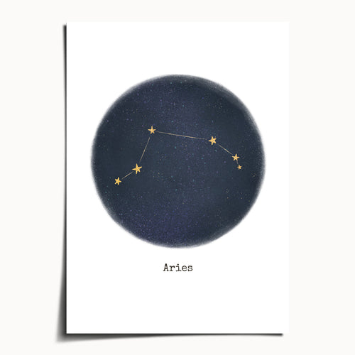 "Aries ♈" by Catherine Hébert - Aries Zodiac Constellation Fine Art Print - 5"x7" size