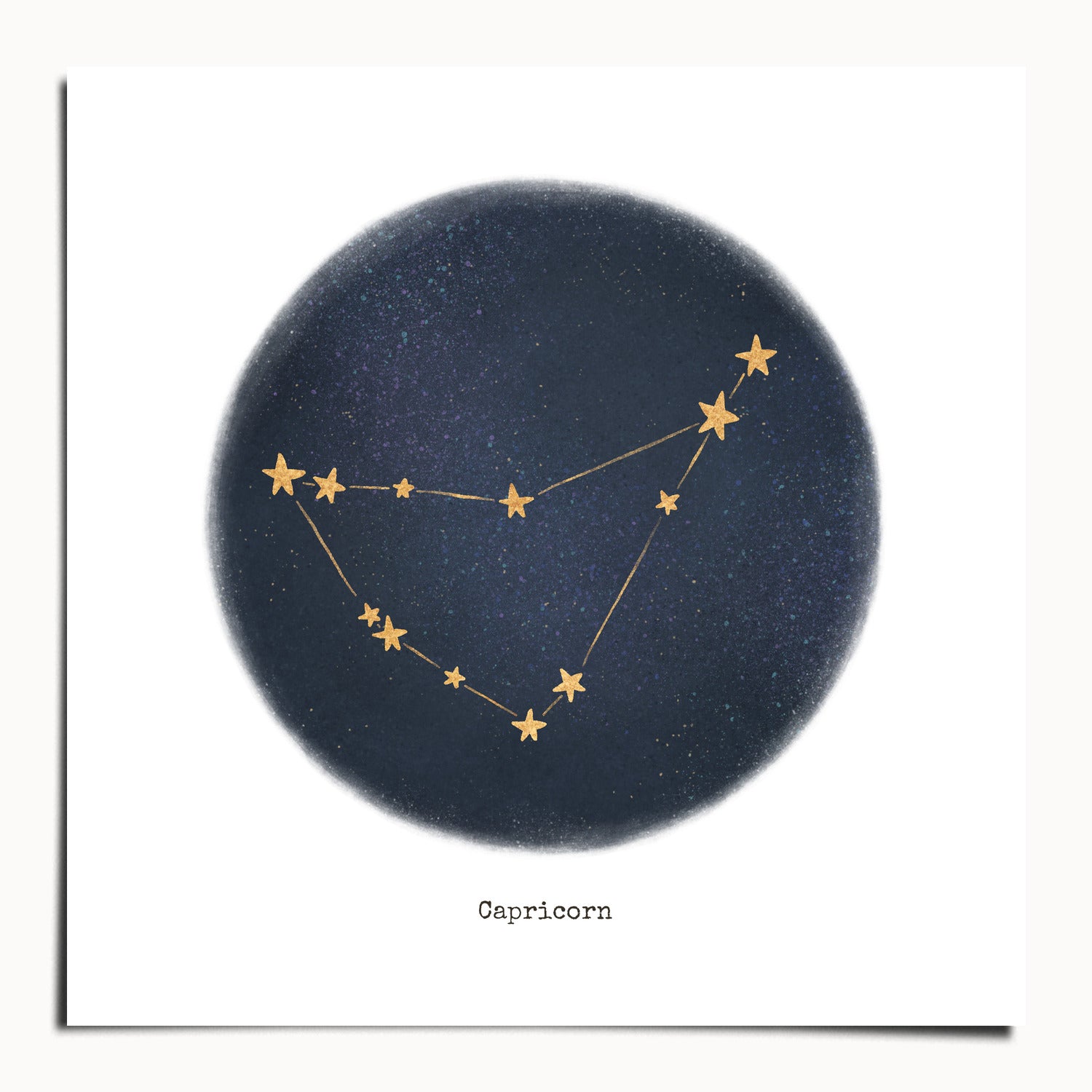 "Capricorn ♑" by Catherine Hébert - Capricorn Zodiac Constellation Fine Art Print - 9"x9" size