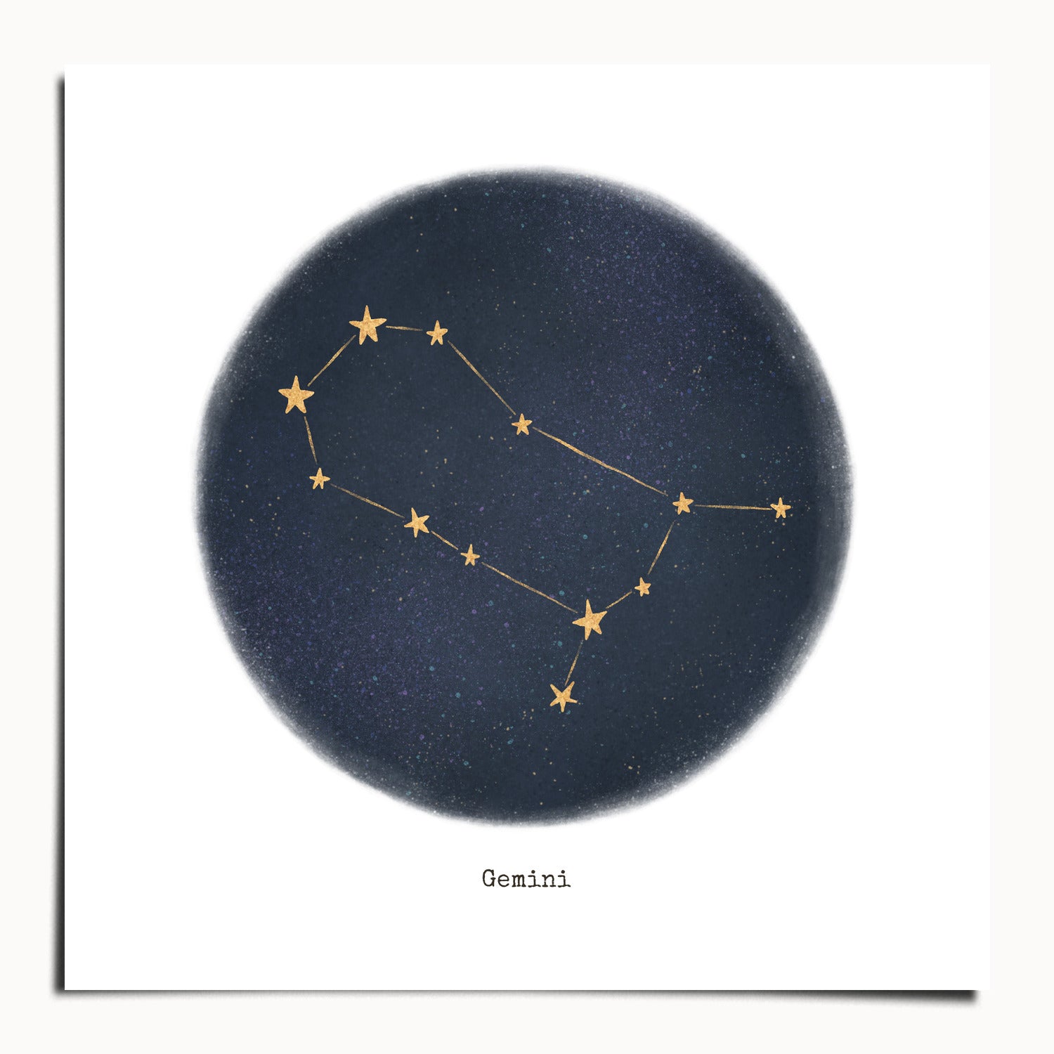 "Gemini ♊" by Catherine Hébert - Gemini Zodiac Constellation Fine Art Print - 9"x9" size