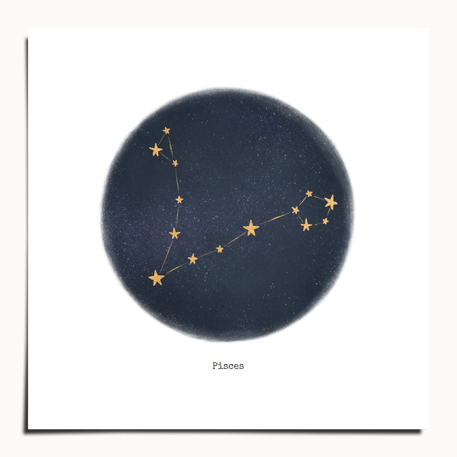 "Pisces ♓" by Catherine Hébert - Pisces Zodiac Constellation Fine Art Print - 10"x10" size