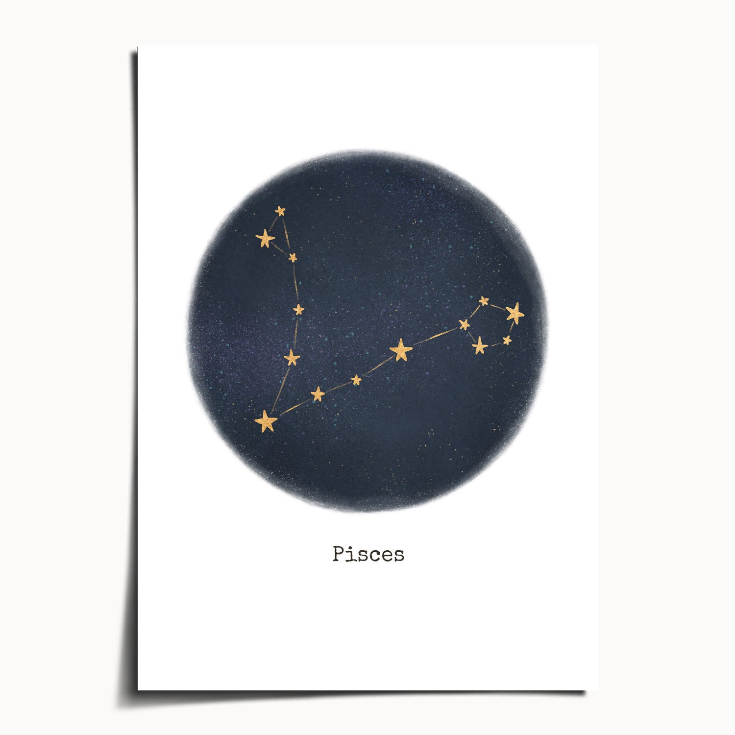 "Pisces ♓" by Catherine Hébert - Pisces Zodiac Constellation Fine Art Print - 5"x7" size