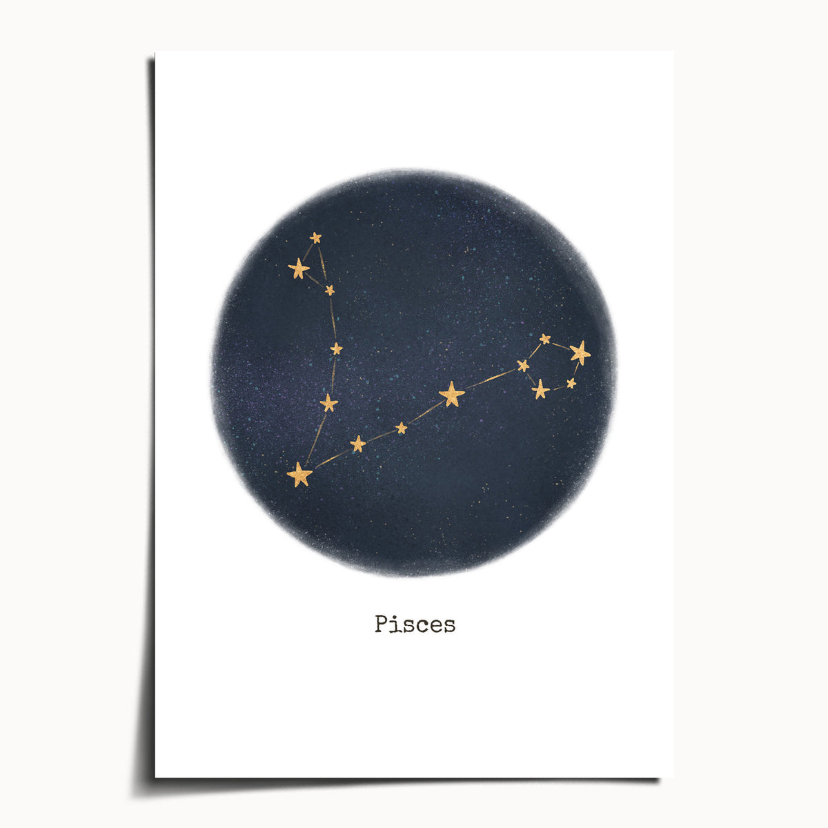 "Pisces ♓" by Catherine Hébert - Pisces Zodiac Constellation Art Print - 5"x7" size