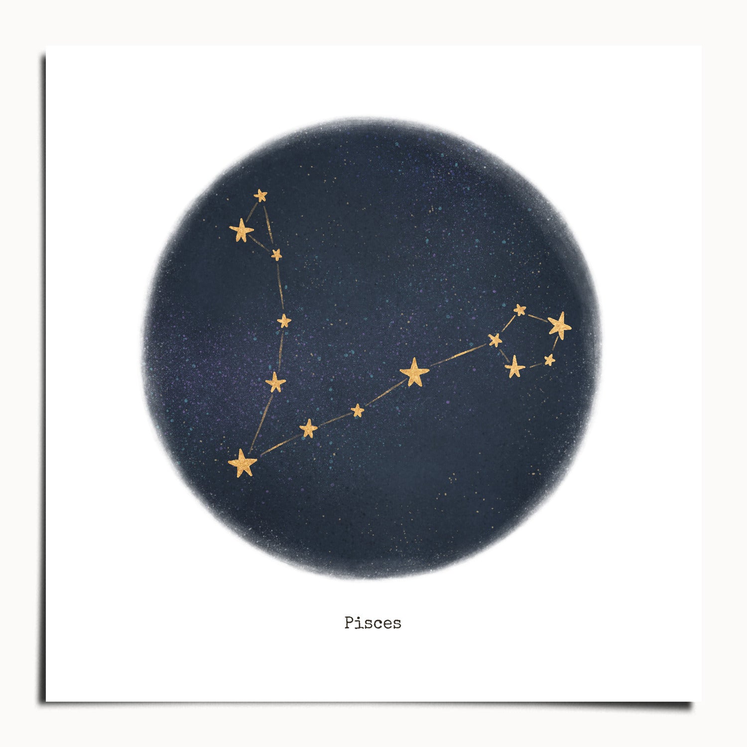 "Pisces ♓" by Catherine Hébert - Pisces Zodiac Constellation Fine Art Print - 9"x9" size