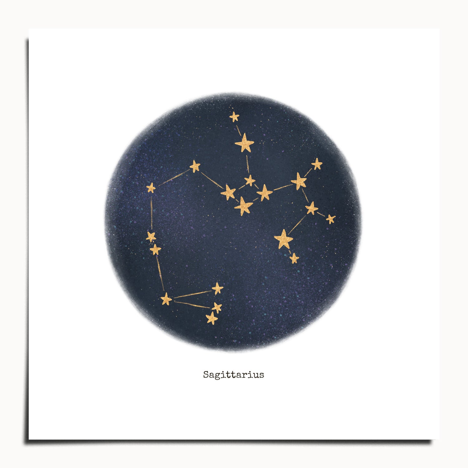 "Sagittarius ♐" by Catherine Hébert - Sagittarius Zodiac Constellation Fine Art Print - 10"x10" size