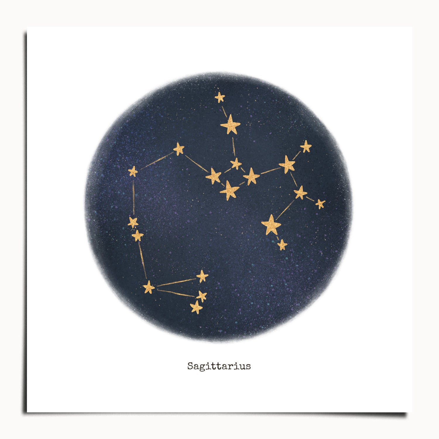 "Sagittarius ♐" by Catherine Hébert - Sagittarius Zodiac Constellation Fine Art Print - 9"x9" size
