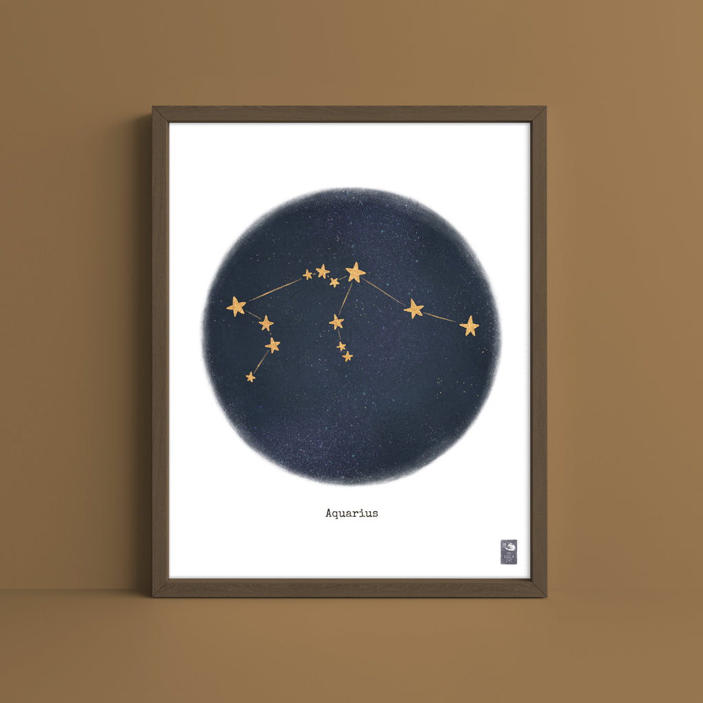 "Aquarius ♒" by Catherine Hébert - Aquarius Zodiac Constellation Fine Art Print