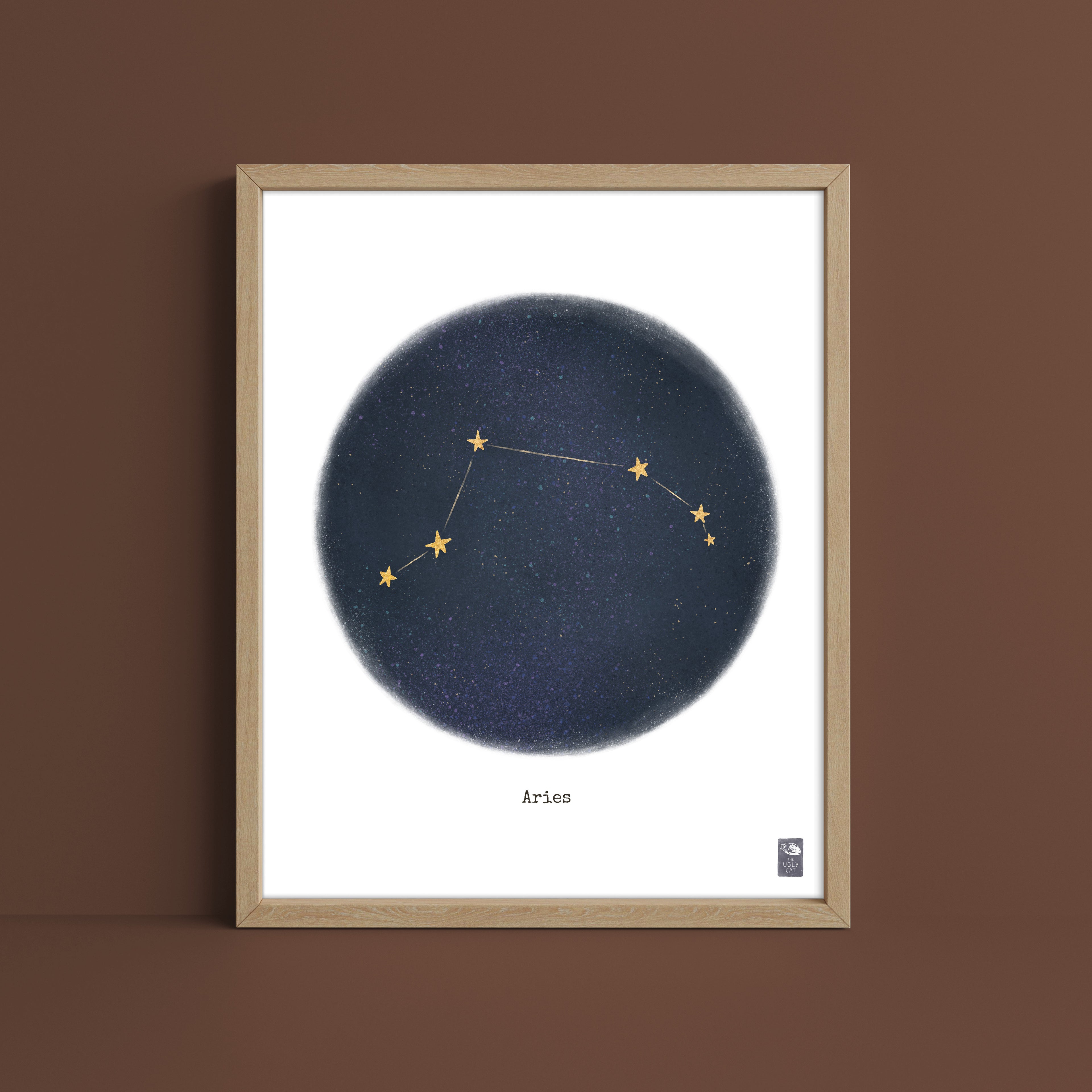 "Aries ♈" by Catherine Hébert - Aries Zodiac Constellation Fine Art Print – Living Room, Kids Room Decor – Gift for Boy or Girl