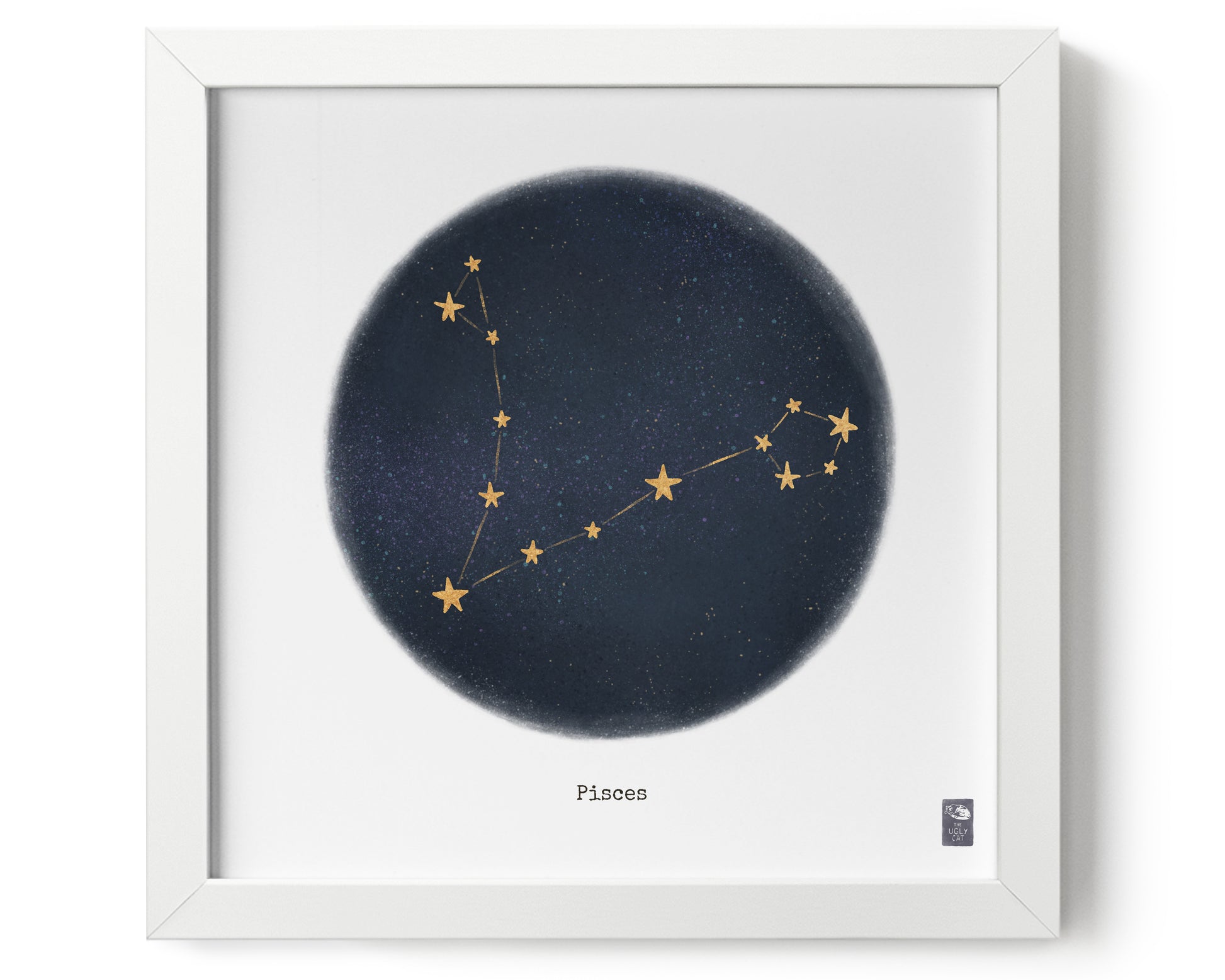 "Pisces ♓" by Catherine Hébert - Pisces Zodiac Constellation Art Print - 9"x9" size