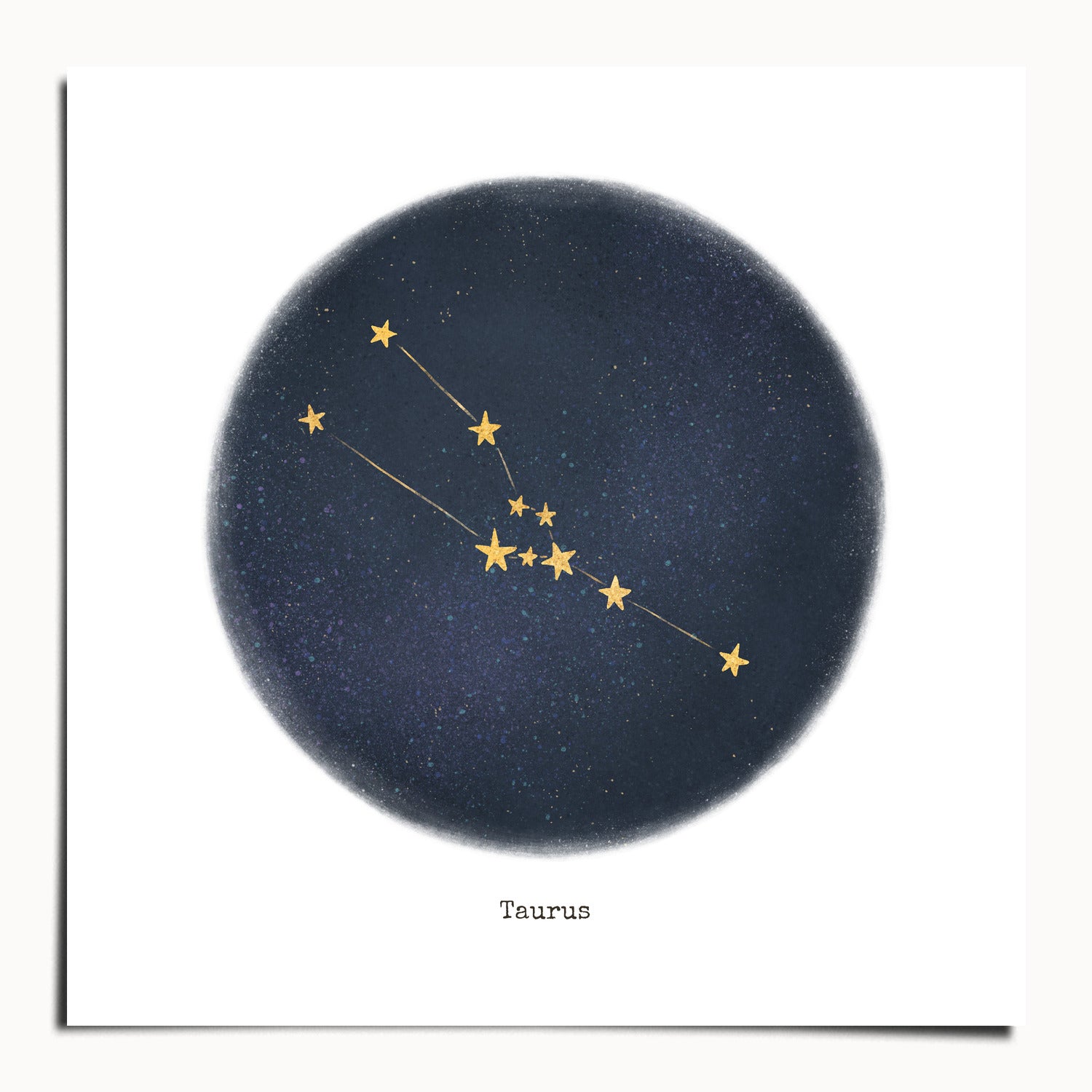 "Taurus ♉" by Catherine Hébert - Taurus Zodiac Constellation Fine Art Print - 9"x9" size