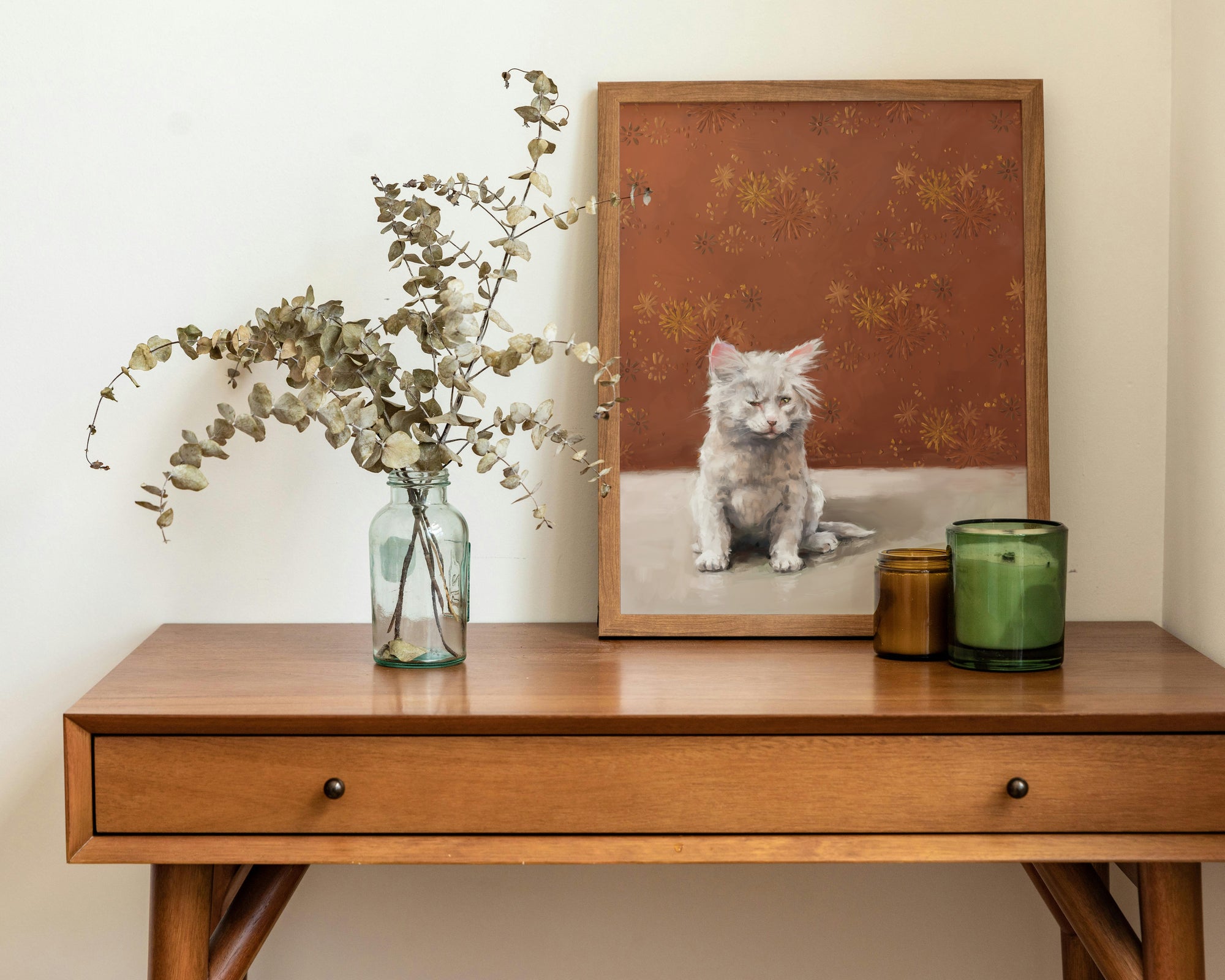 "One Eye Pete" by Catherine Hébert - One Eye Pete - White Kitten With One Eye Art Print
