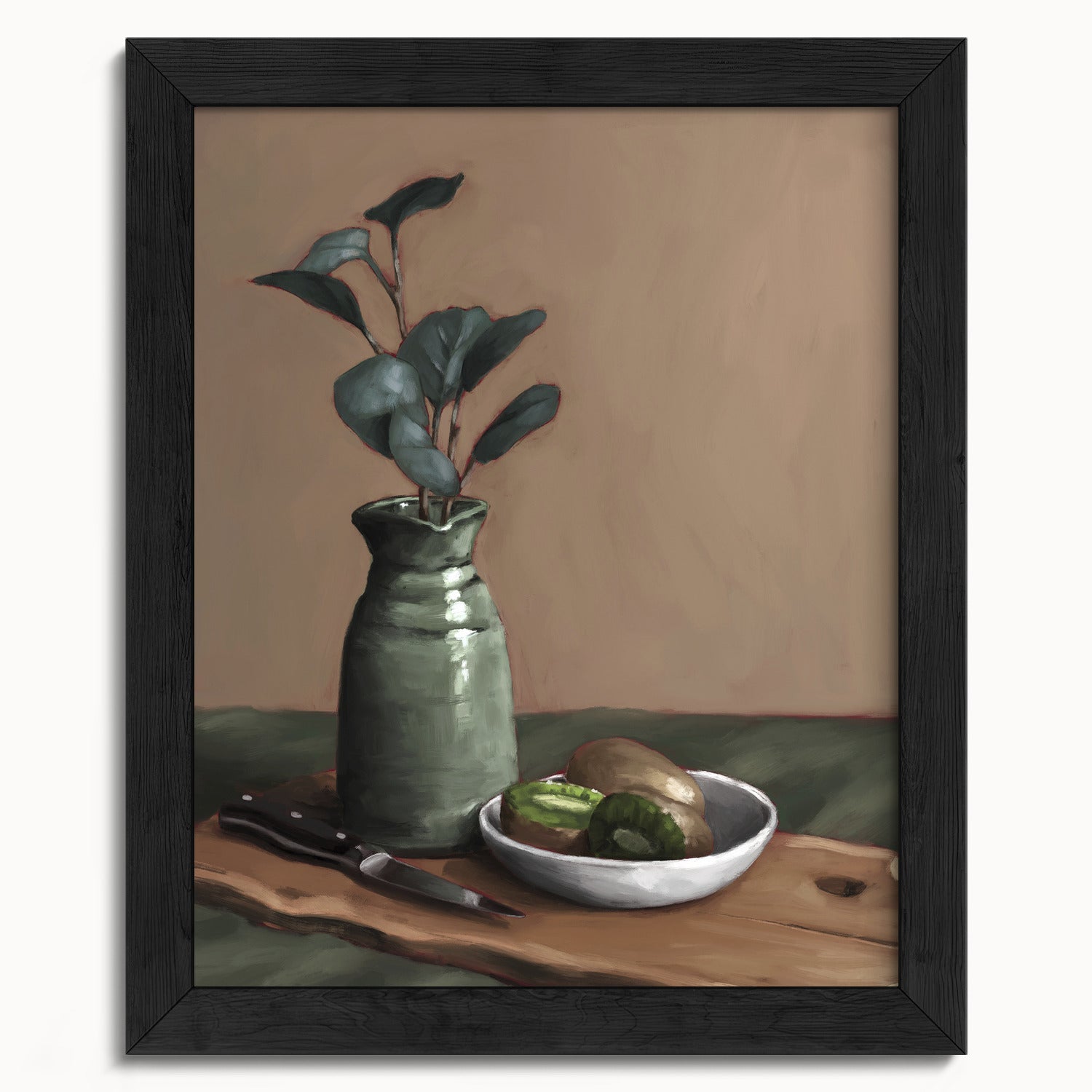 "Eucalyptus and Kiwi" by Catherine Hébert - Eucalyptus and Kiwi Still Life Fine Art Print - 8"x10" size