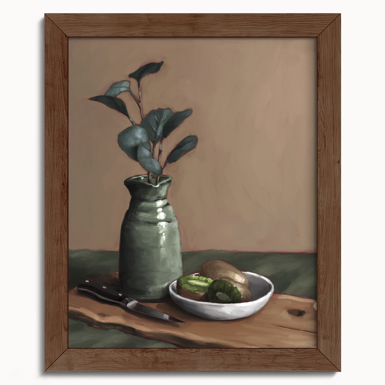 "Eucalyptus and Kiwi" by Catherine Hébert - Eucalyptus and Kiwi Still Life Fine Art Print - 8"x10" size