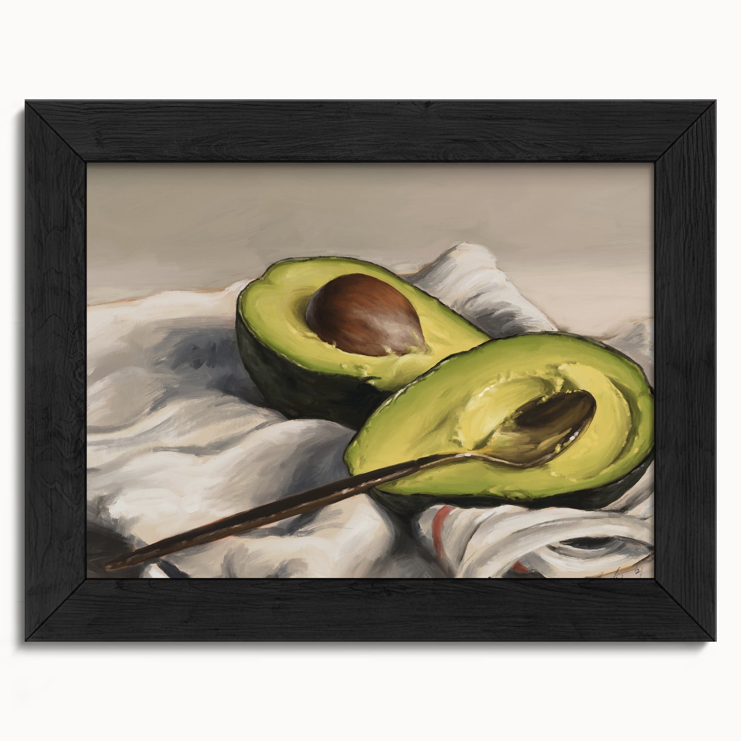"Avocado" by Catherine Hébert - Sliced Avocado Painting Fine Art Print - 5"x7" size