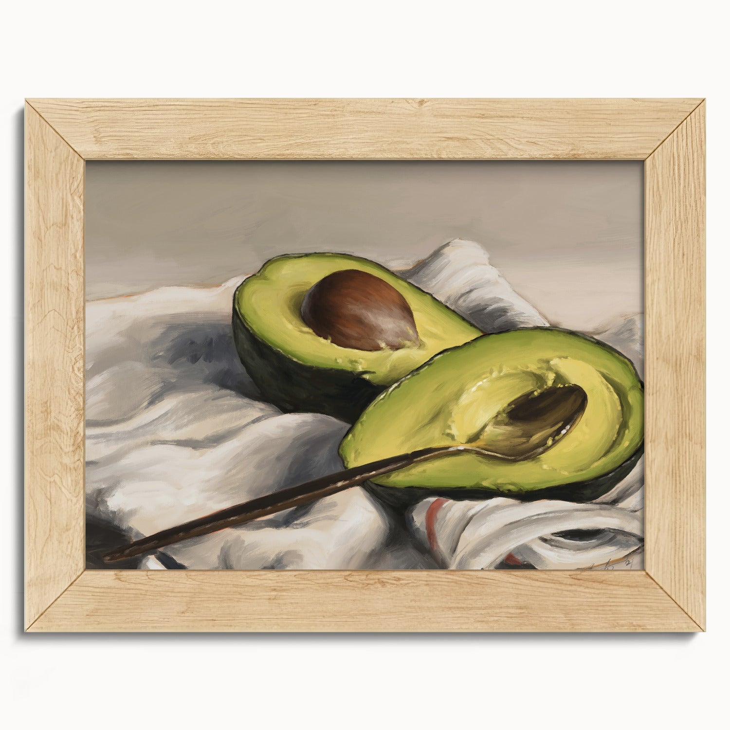 "Avocado" by Catherine Hébert - Sliced Avocado Painting Fine Art Print - 5"x7" size