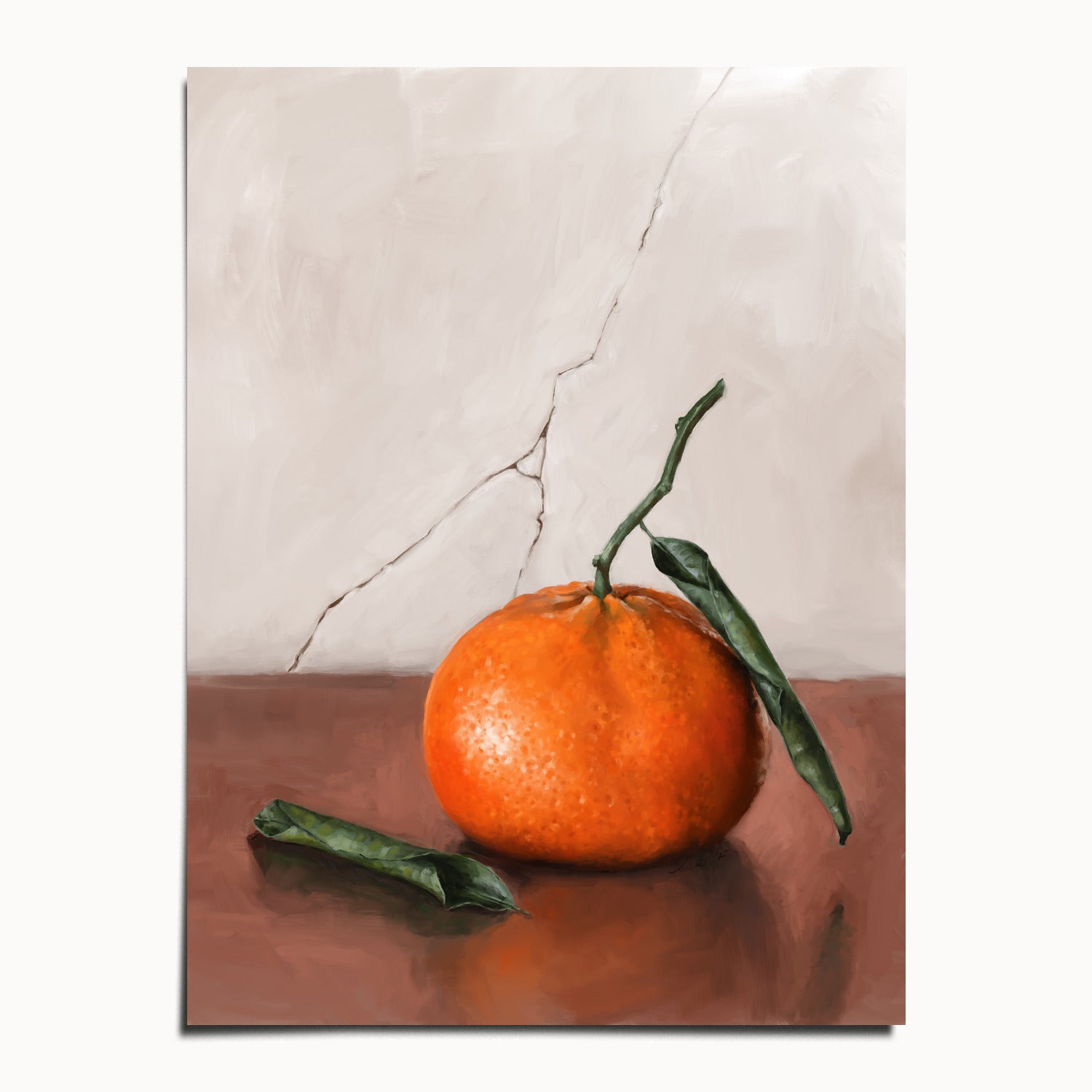 "Tangerine" by Catherine Hébert - Tangerine Orange Still Life Fine Art Print - 12"x16" size