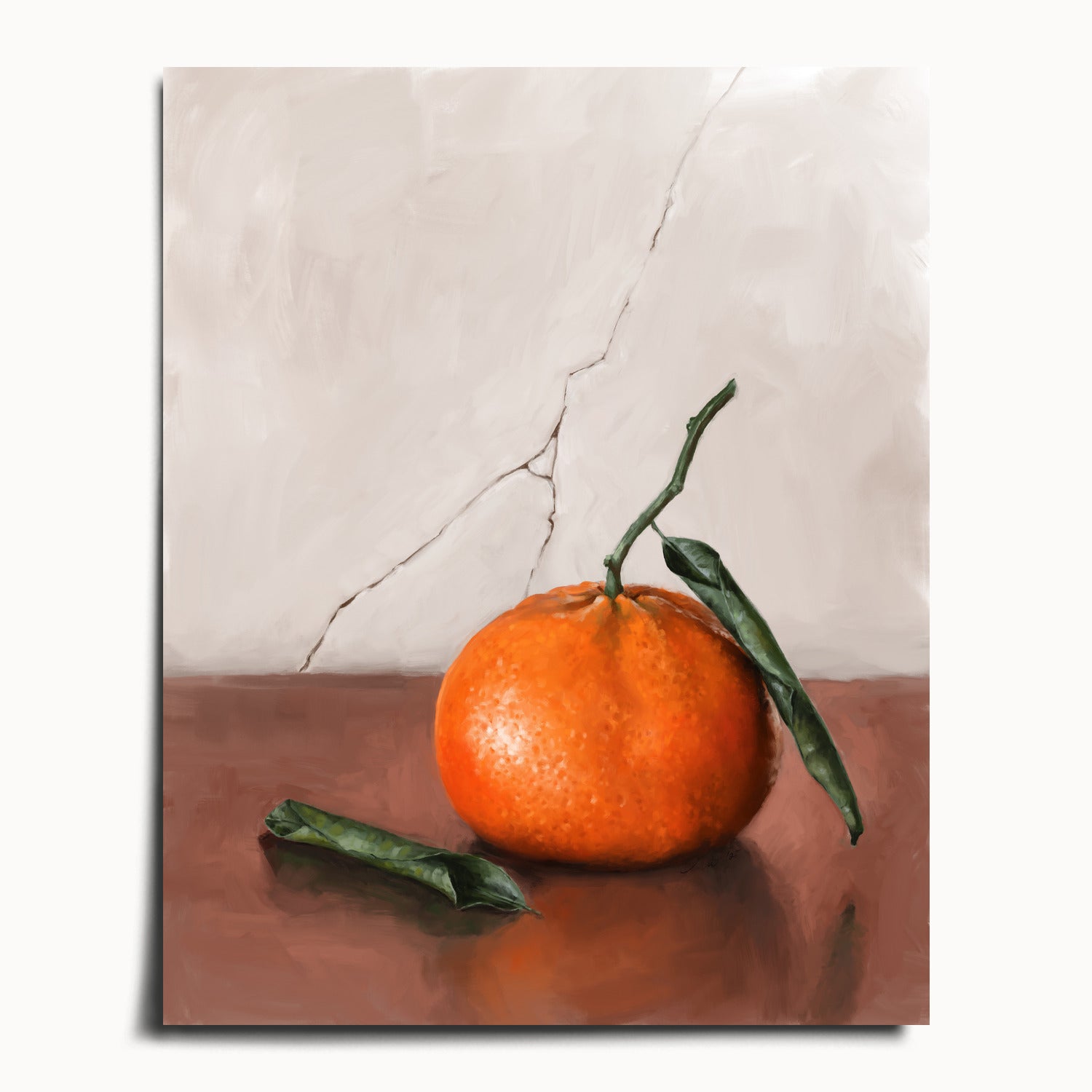 "Tangerine" by Catherine Hébert - Tangerine Orange Still Life Fine Art Print - 16"x20" size