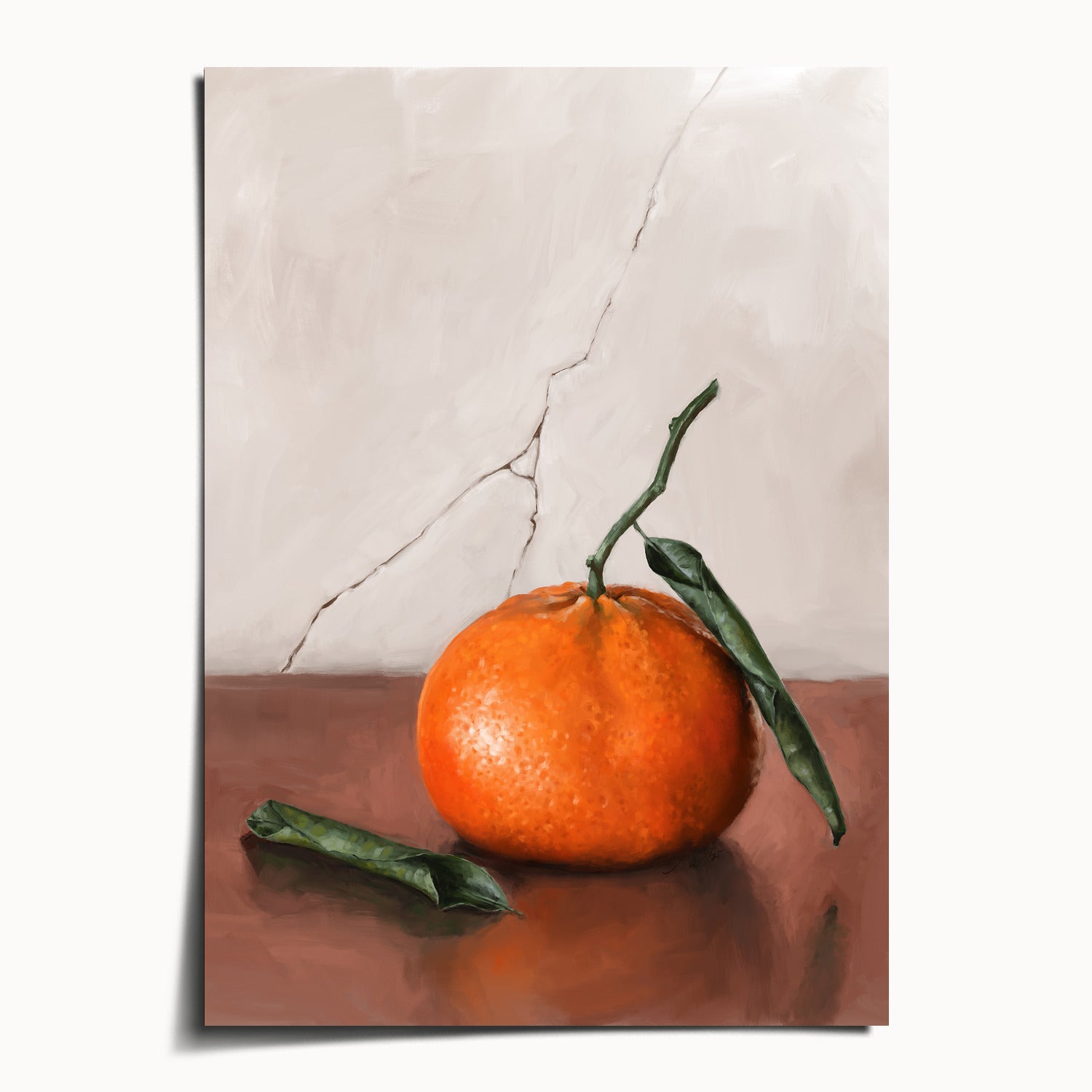 "Tangerine" by Catherine Hébert - Tangerine Orange Still Life Fine Art Print - 5"x7" size