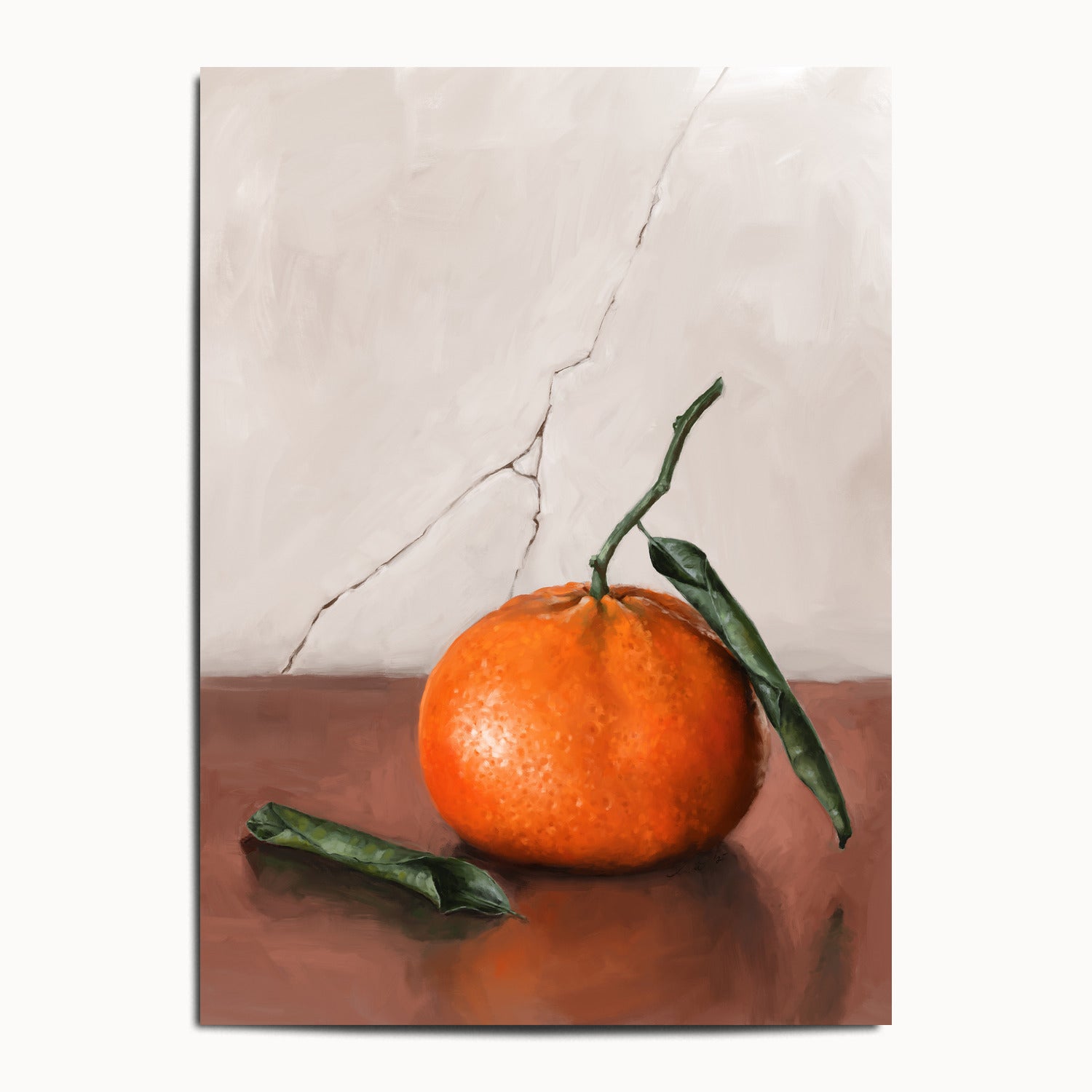 "Tangerine" by Catherine Hébert - Tangerine Orange Still Life Fine Art Print - 13"x18" size