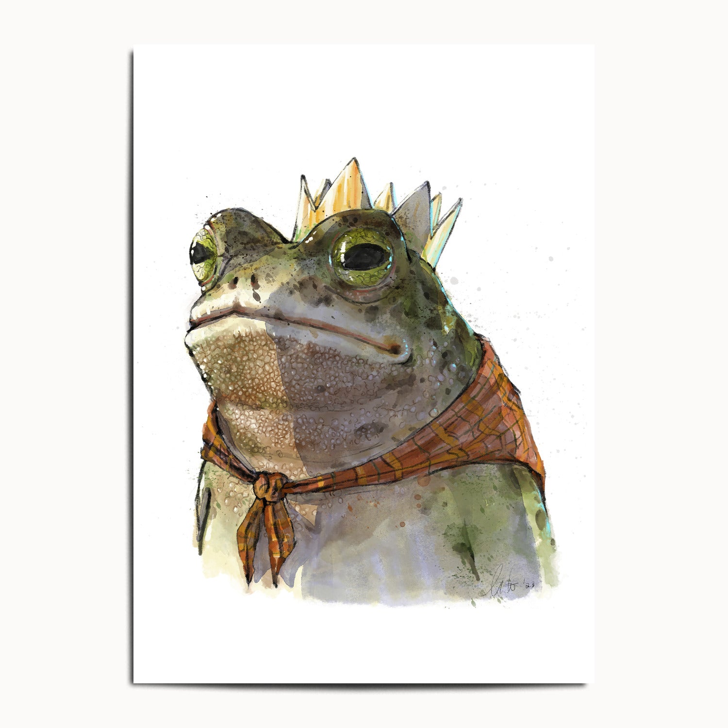 "Monarch of the Marsh" by Catherine Hébert - Toad King Watercolour Fine Art Print - 13"x18" size